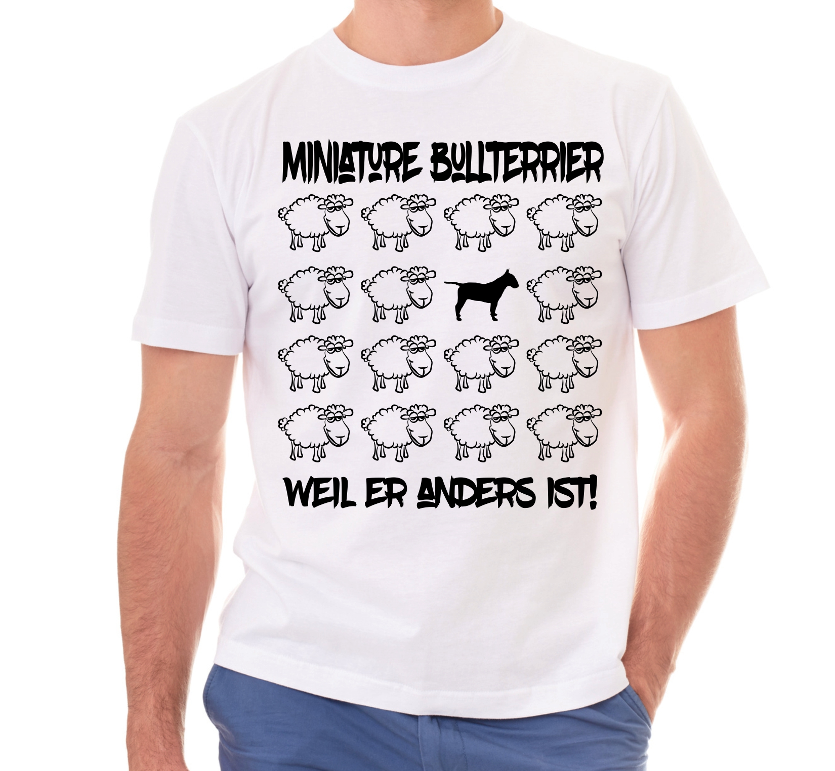 MINIATURE BULLTERRIER UNISEX T-SHIRT BLACK SHEEP by SIVIWONDER
