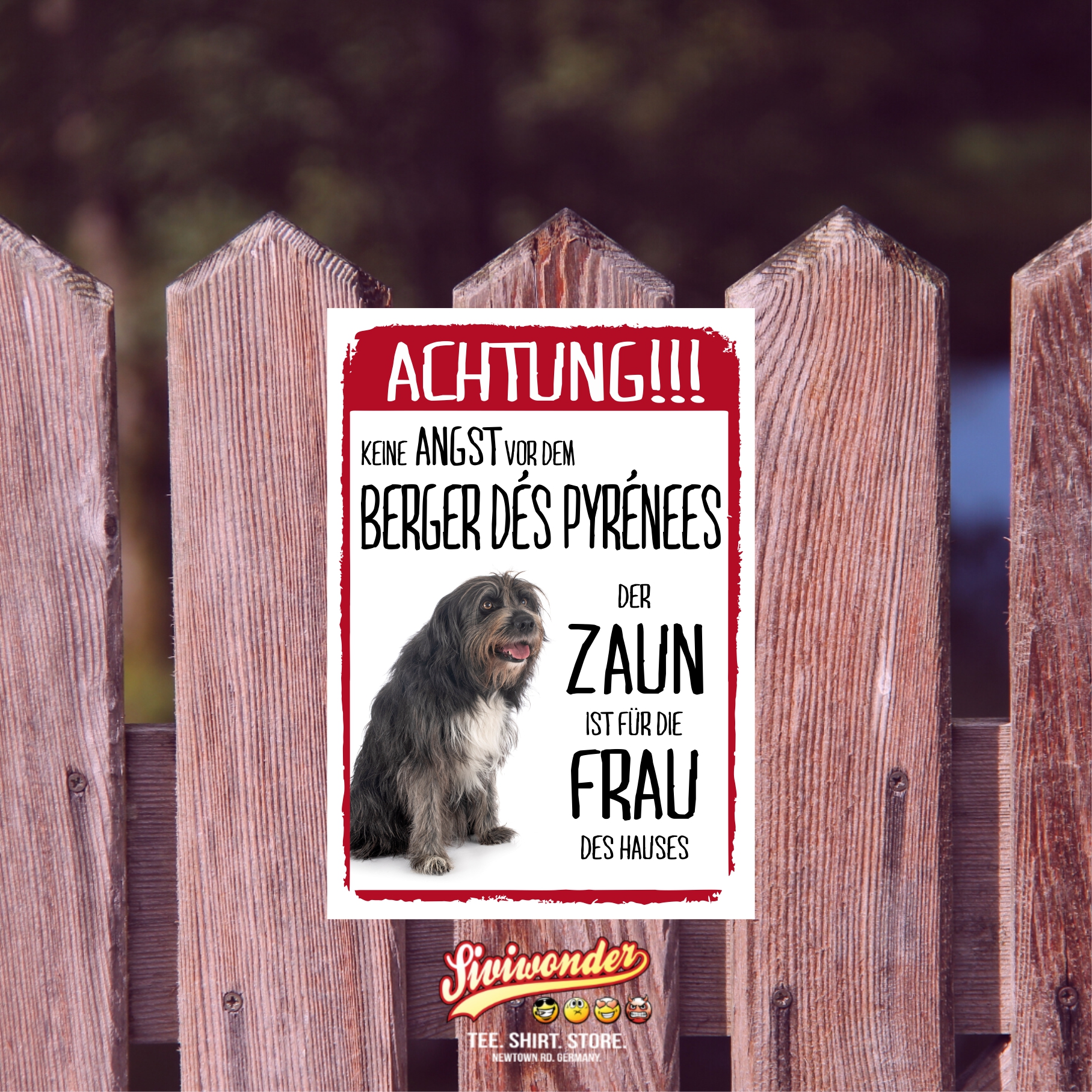 Berger Des Pyrenees Schild Achtung Zaun Frau Spruch Türschild Hundeschild Warnschild Fun