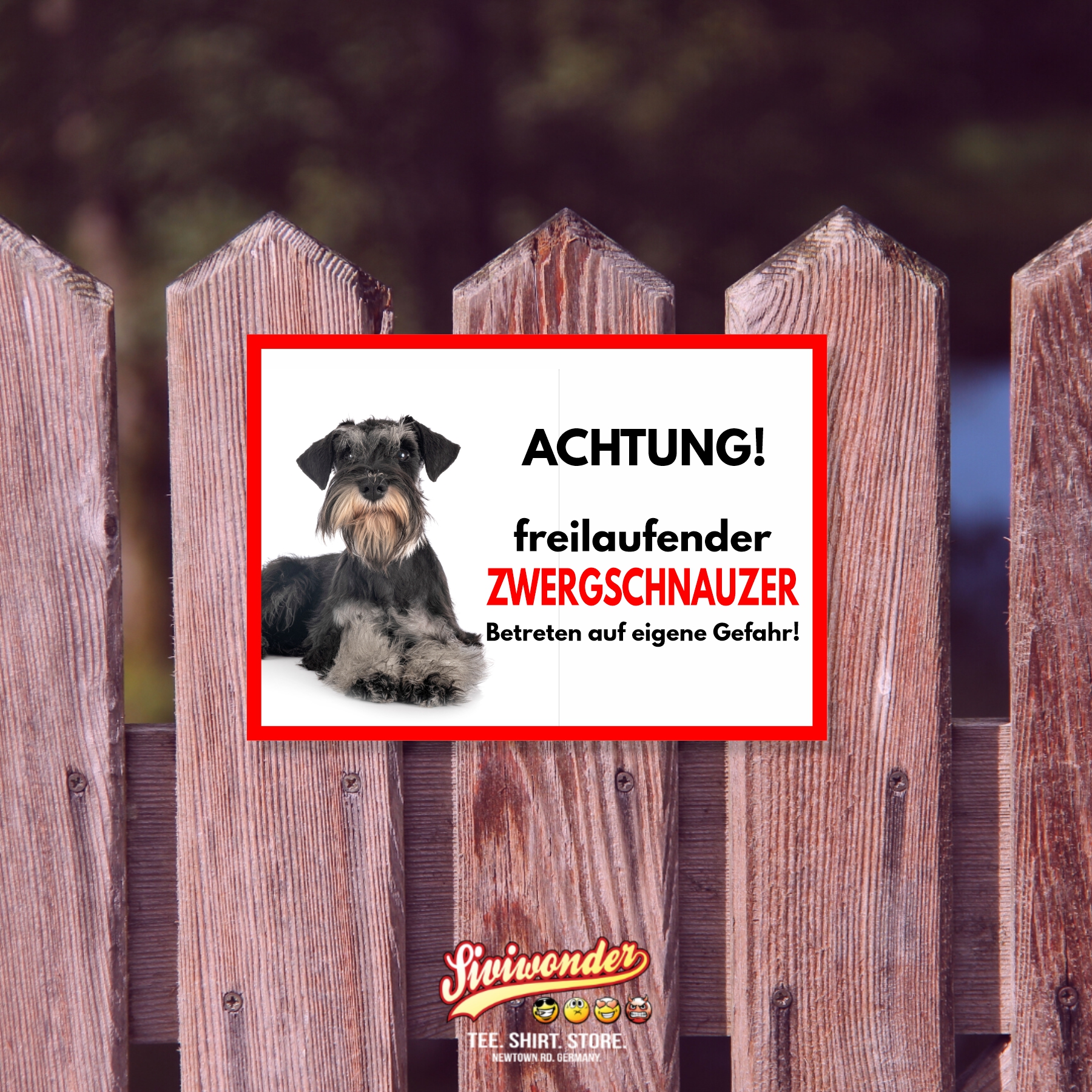 Zwergschnauzer Freilaufender Hund Dog Schild Spruch Türschild Hundeschild Warnschild