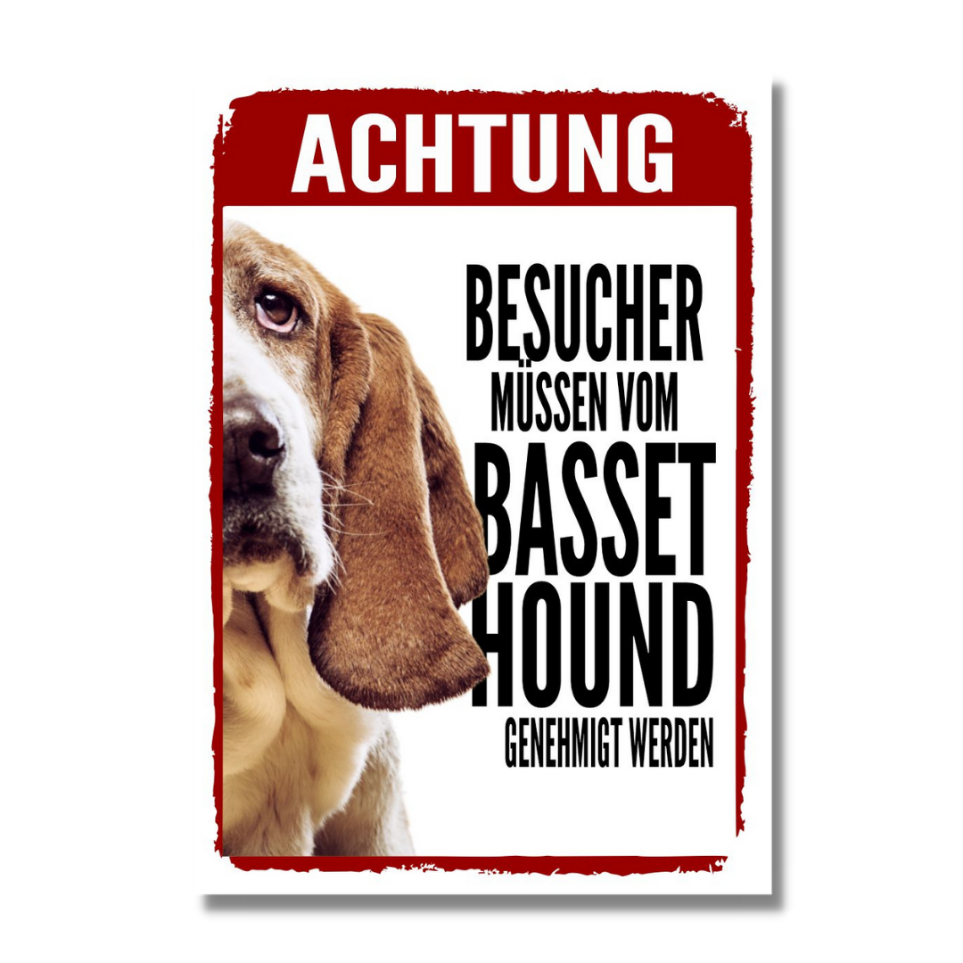 Basset Hound Genehmigung Dog Schild Spruch Türschild Hundeschild Warnschild