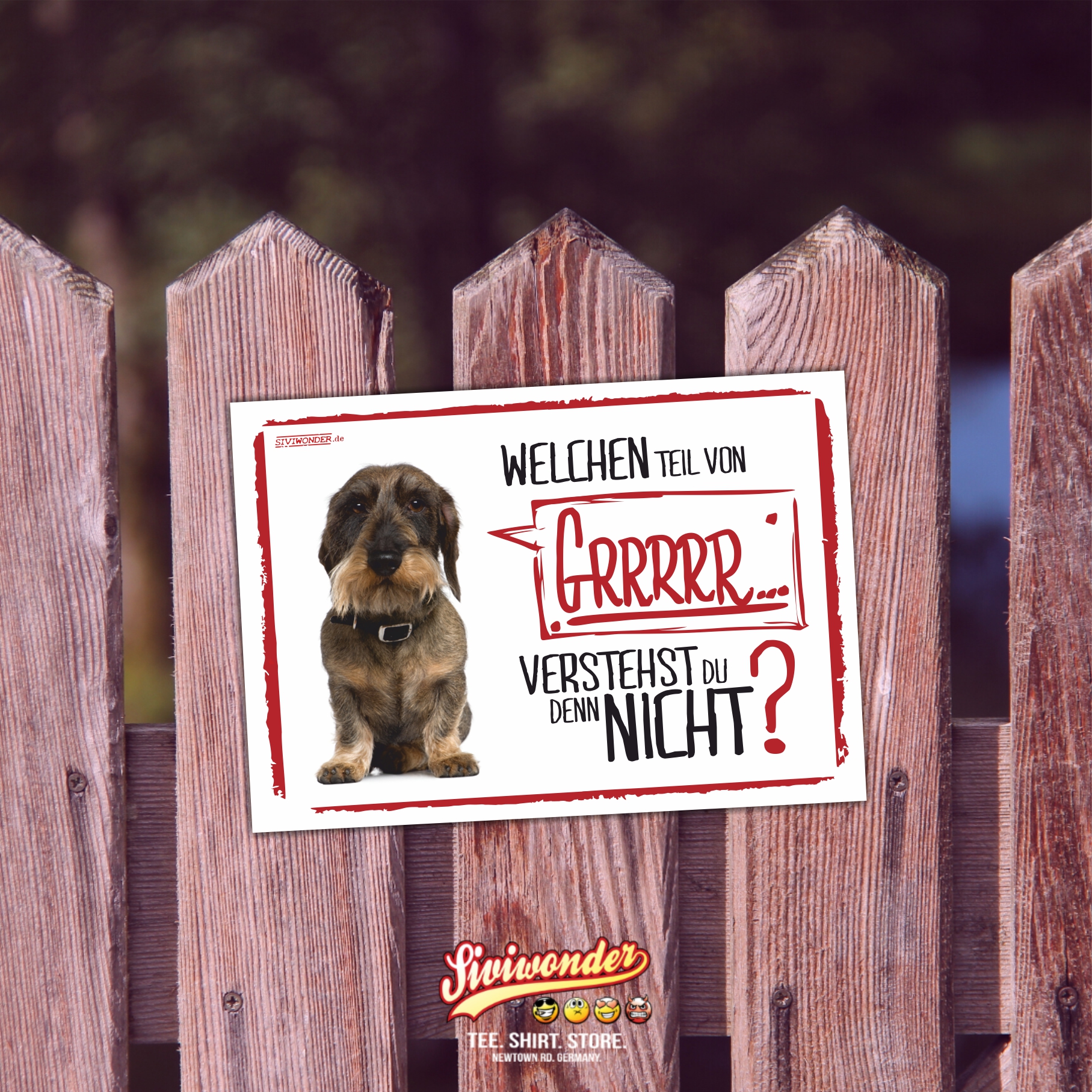 Rauhaardackel Dackel Teckel Dachshund Rauhhaardackel Dog Grrr Türschild Warnschild Hund Schildr happy Design by Siviwonder
