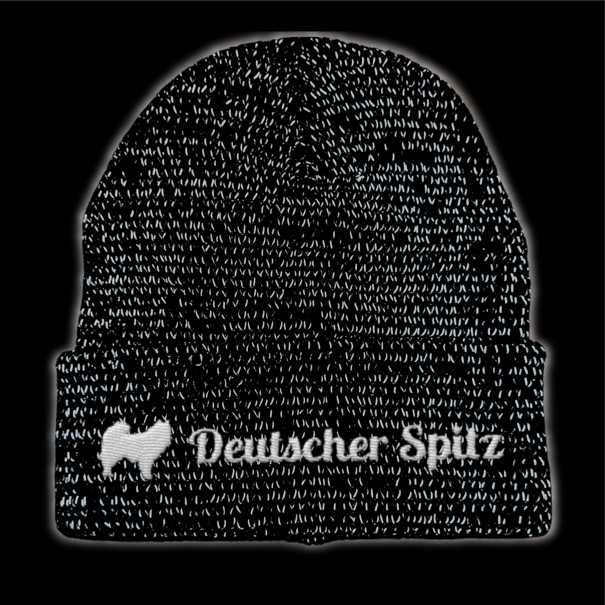 Deutscher Spitz reflektierende Mütze Stickerei Hund Winter Strickmütze reflex Beanie warm