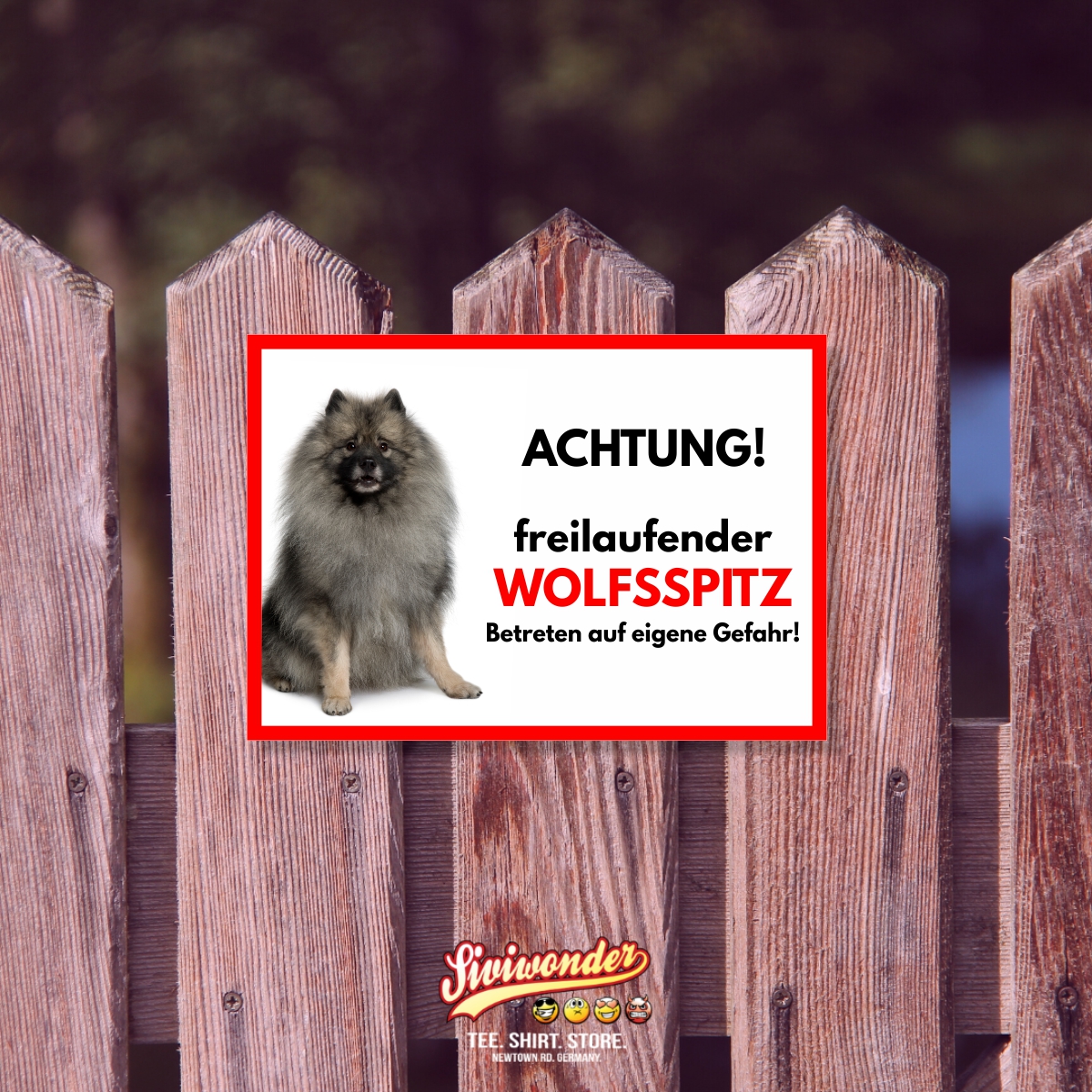 Wolfsspitz Freilaufender Hund Dog Schild Spruch Türschild Hundeschild Warnschild