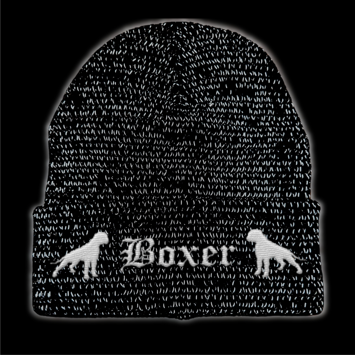Bad Boxer reflektierende Mütze Stickerei Hund Winter Strickmütze reflex Beanie warm