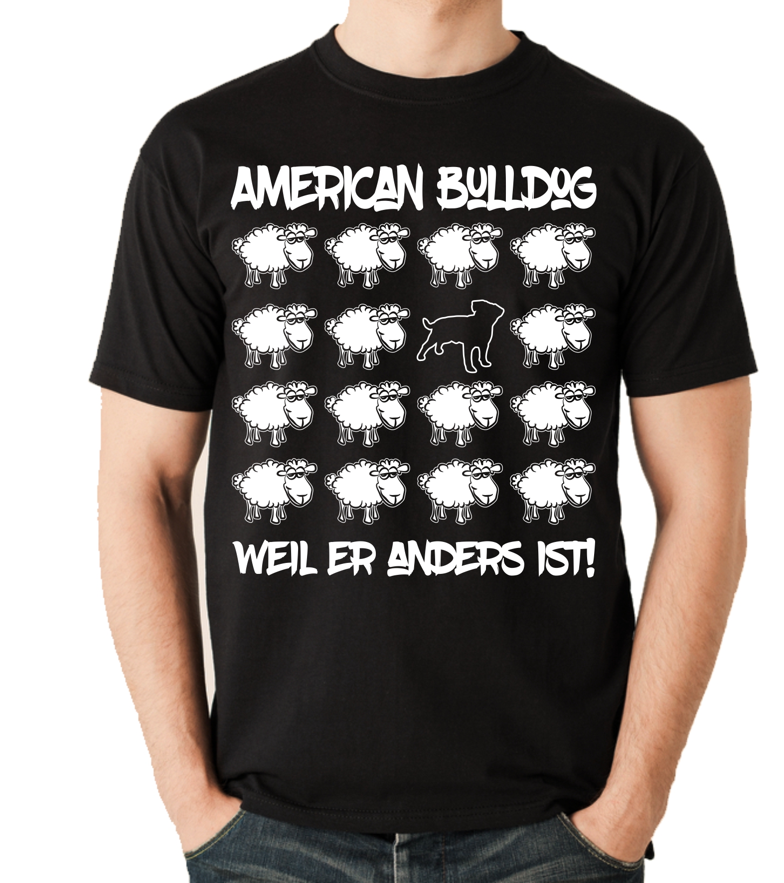 AMERICAN BULLDOG UNISEX T-SHIRT BLACK SHEEP by SIVIWONDER