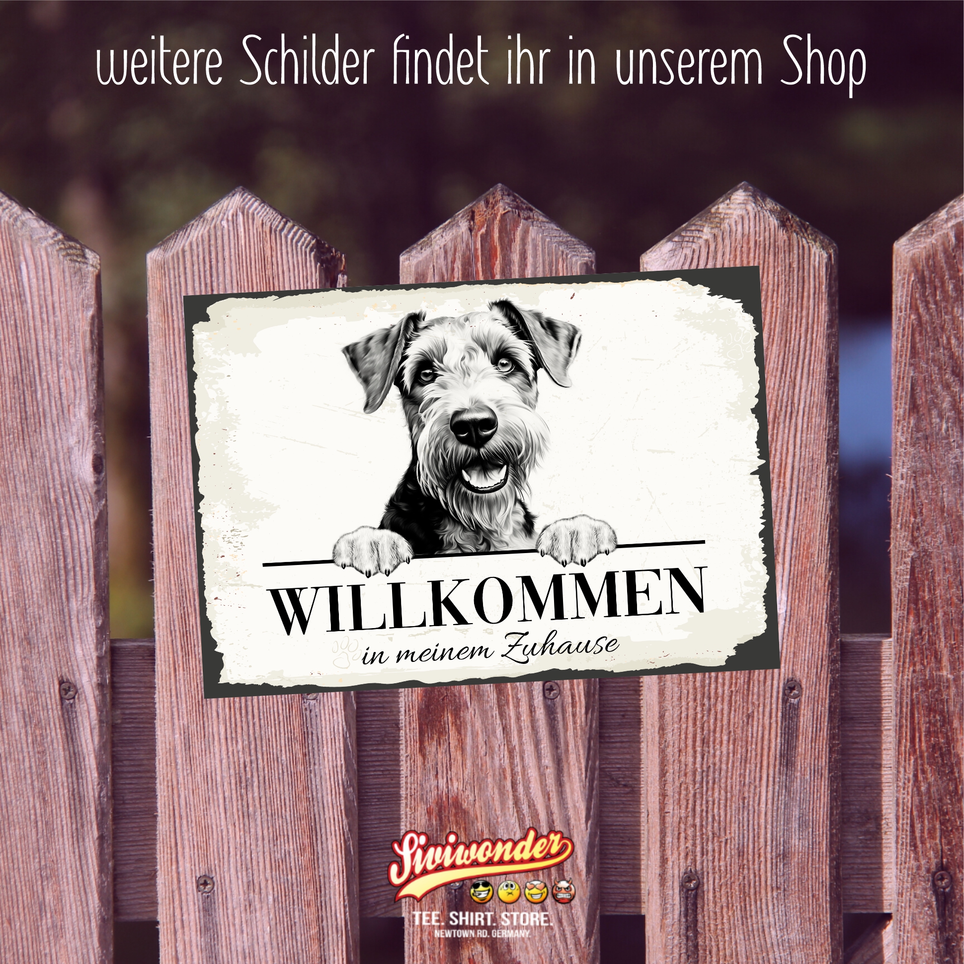 Hundeschild Willkommen Zuhause Airedale Terrier Schild Achtung Spruch