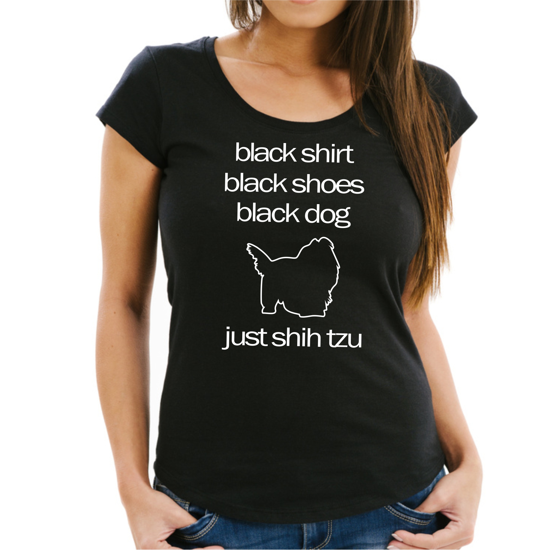 Shih Tzu Black Dog Unisex T-Shirt Hundemotiv Tibet Chinese Lion Dog Chrysanthemum Dog