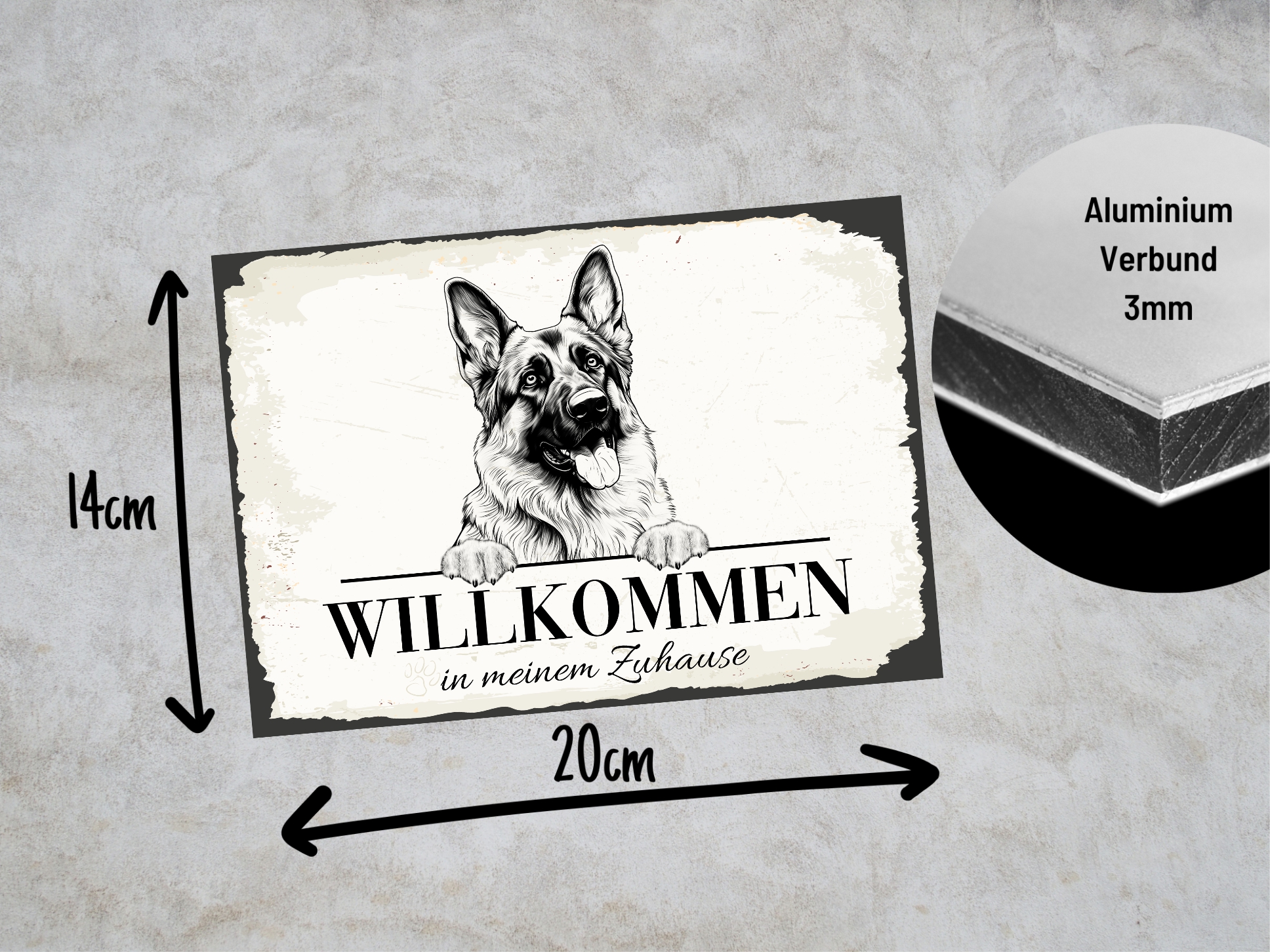 Hundeschild Willkommen Zuhause Deutscher Schäferhund Schild Achtung Spruch