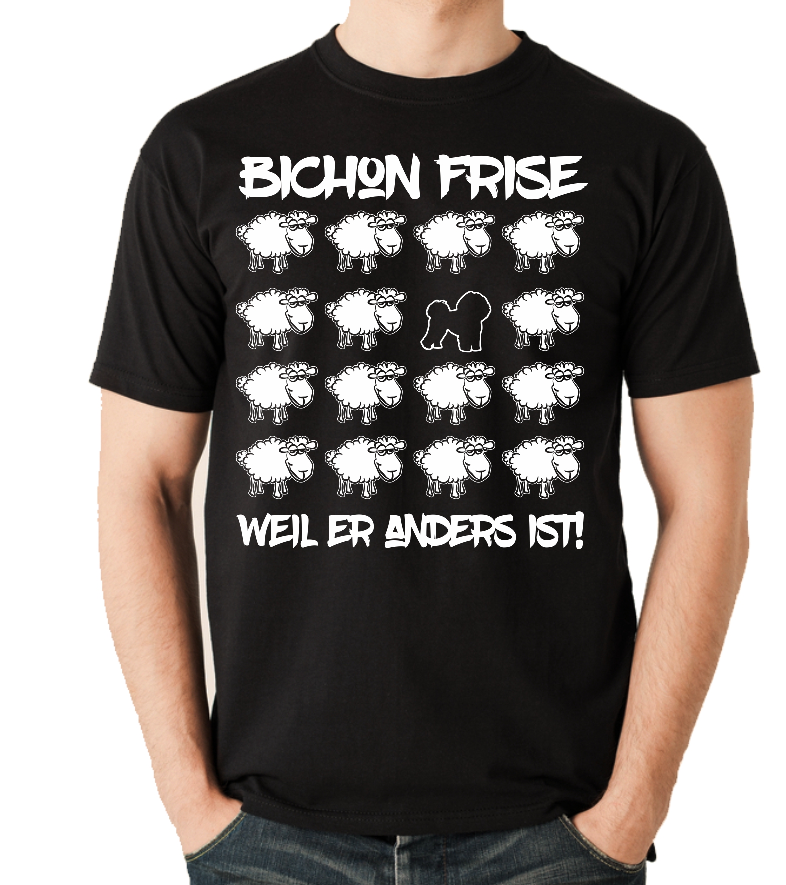 BICHON FRISE UNISEX T-SHIRT BLACK SHEEP by SIVIWONDER