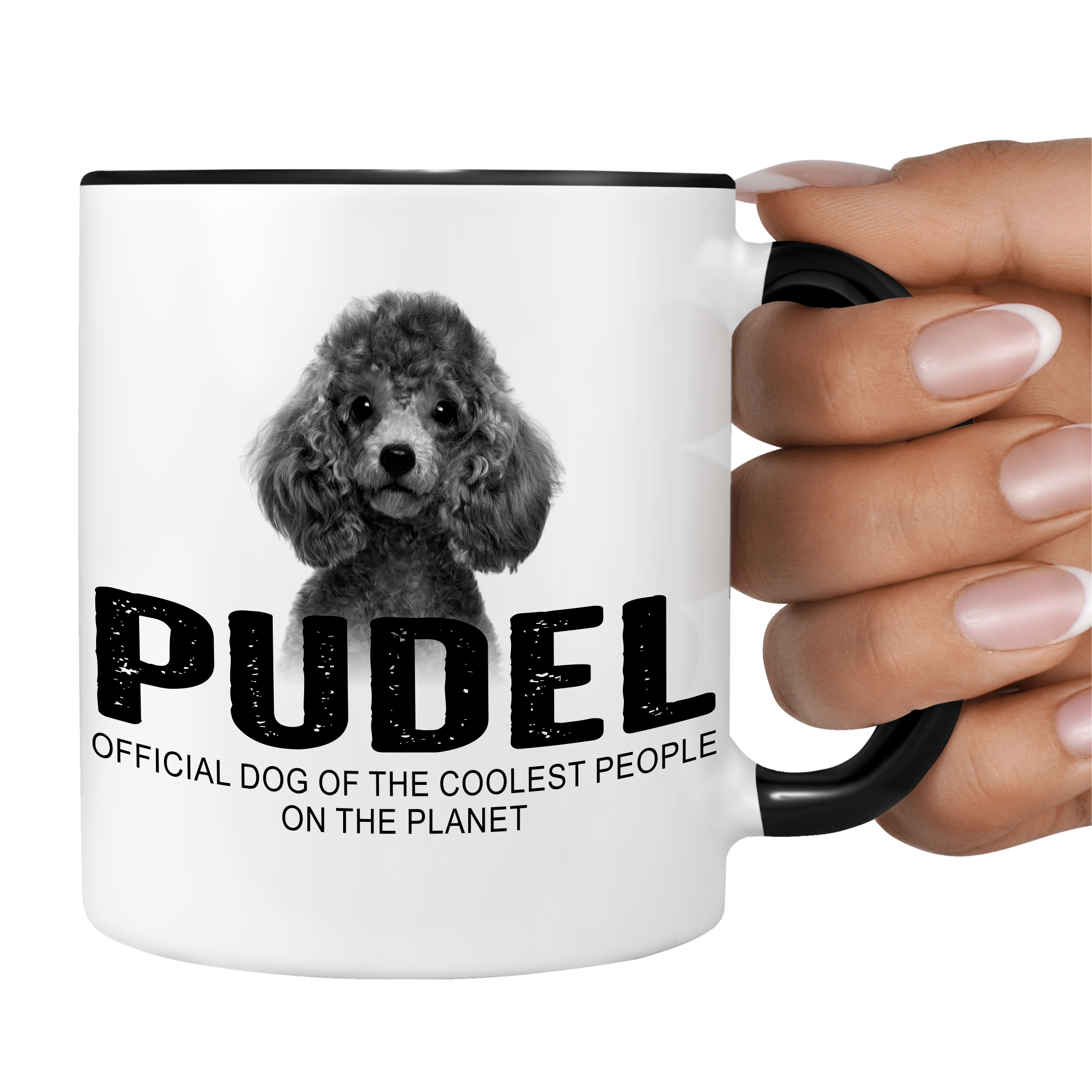 Pudel Pudle Poodle Caniche  Barbone Großpudel Zwergpudel Dog Tasse Kaffeetasse Kaffeebecher happy Design by Siviwonder