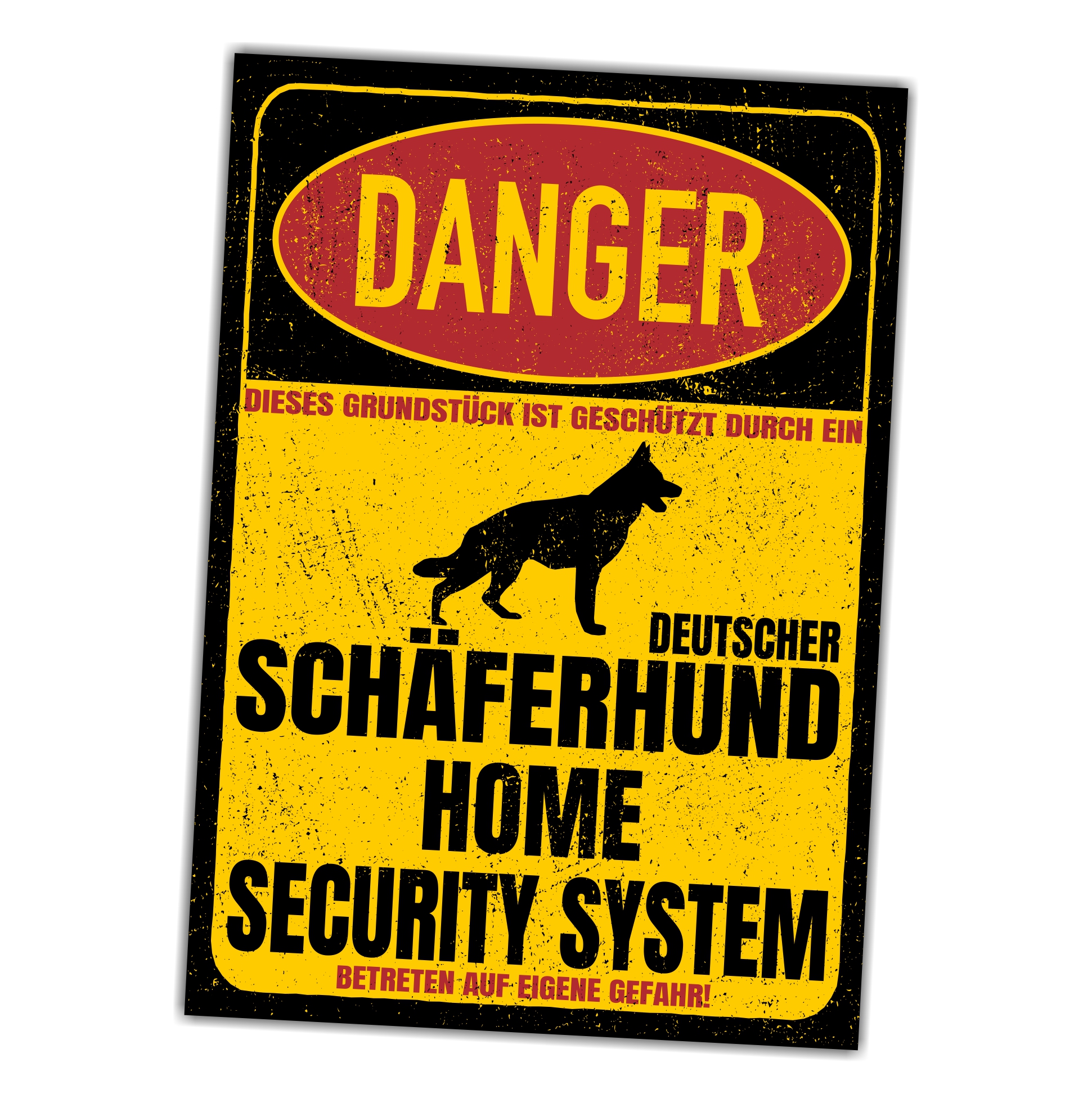 Deutscher Schäferhund Schäfer German Shepherd Dog Türschild Danger Security System Warnschild Hund Schilder Hundeschild happy Design by Siviwonder