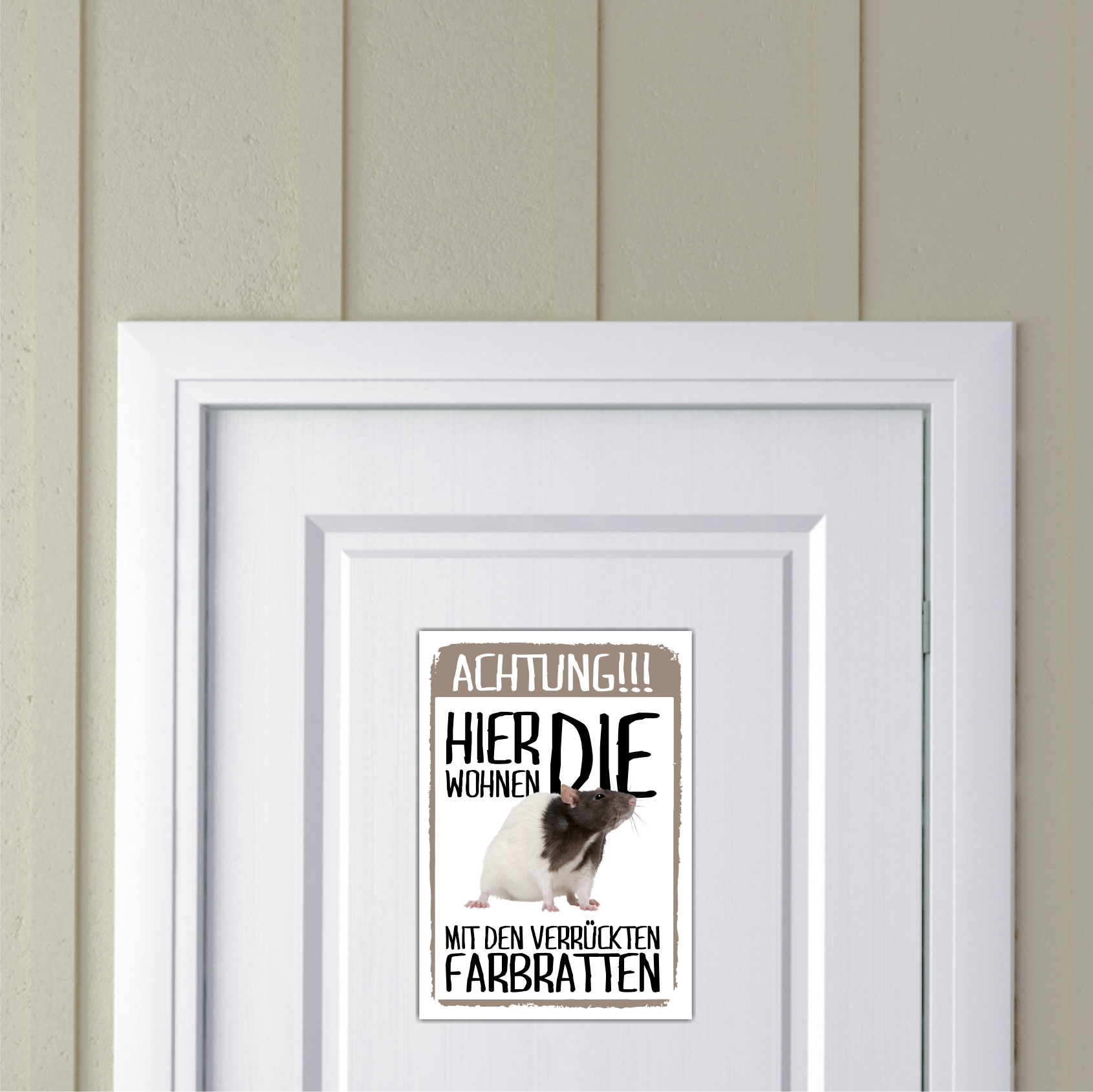 Hier wohnen die ... mit den Verrückten Farbratten Türschild Warnschild Spruch Ratte Schild happy Design by Siviwonder