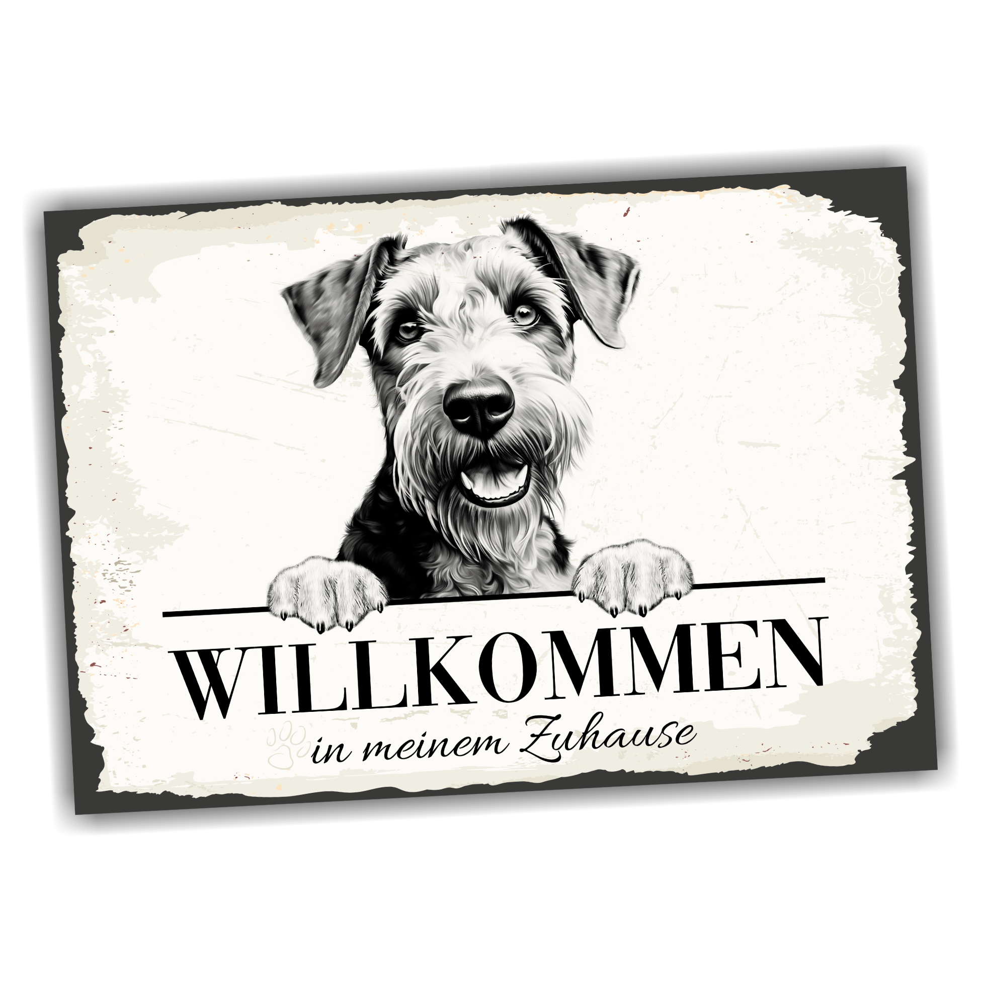 Hundeschild Willkommen Zuhause Airedale Terrier No.1 Dog Schild Spruch Türschild Warnschild