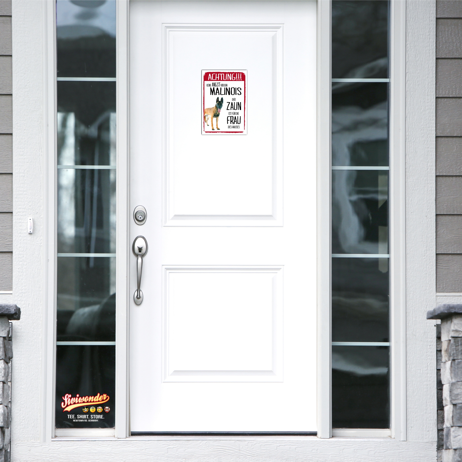 Malinois Dog Schild Achtung Zaun Frau Spruch Türschild Hundeschild Warnschild Fun