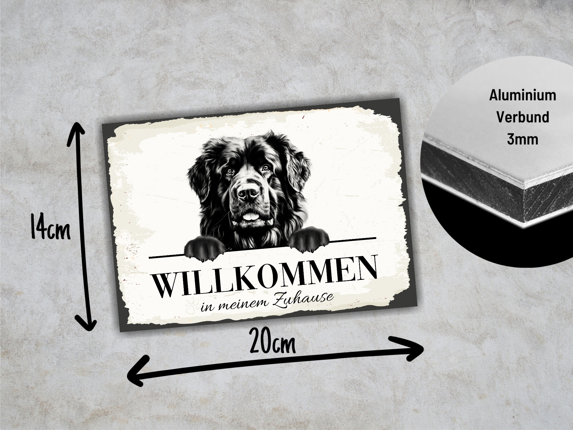 Hundeschild Willkommen Zuhause Neufundländer NeufiSchild Achtung Spruch