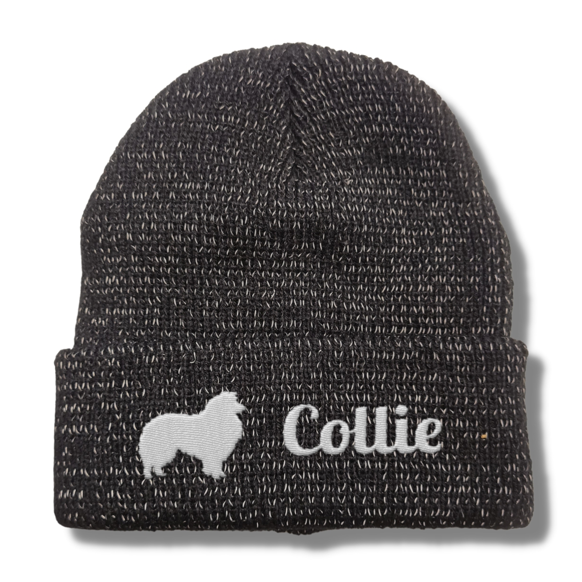 Collie reflektierende Mütze Stickerei Hund Winter Strickmütze reflex Beanie warm