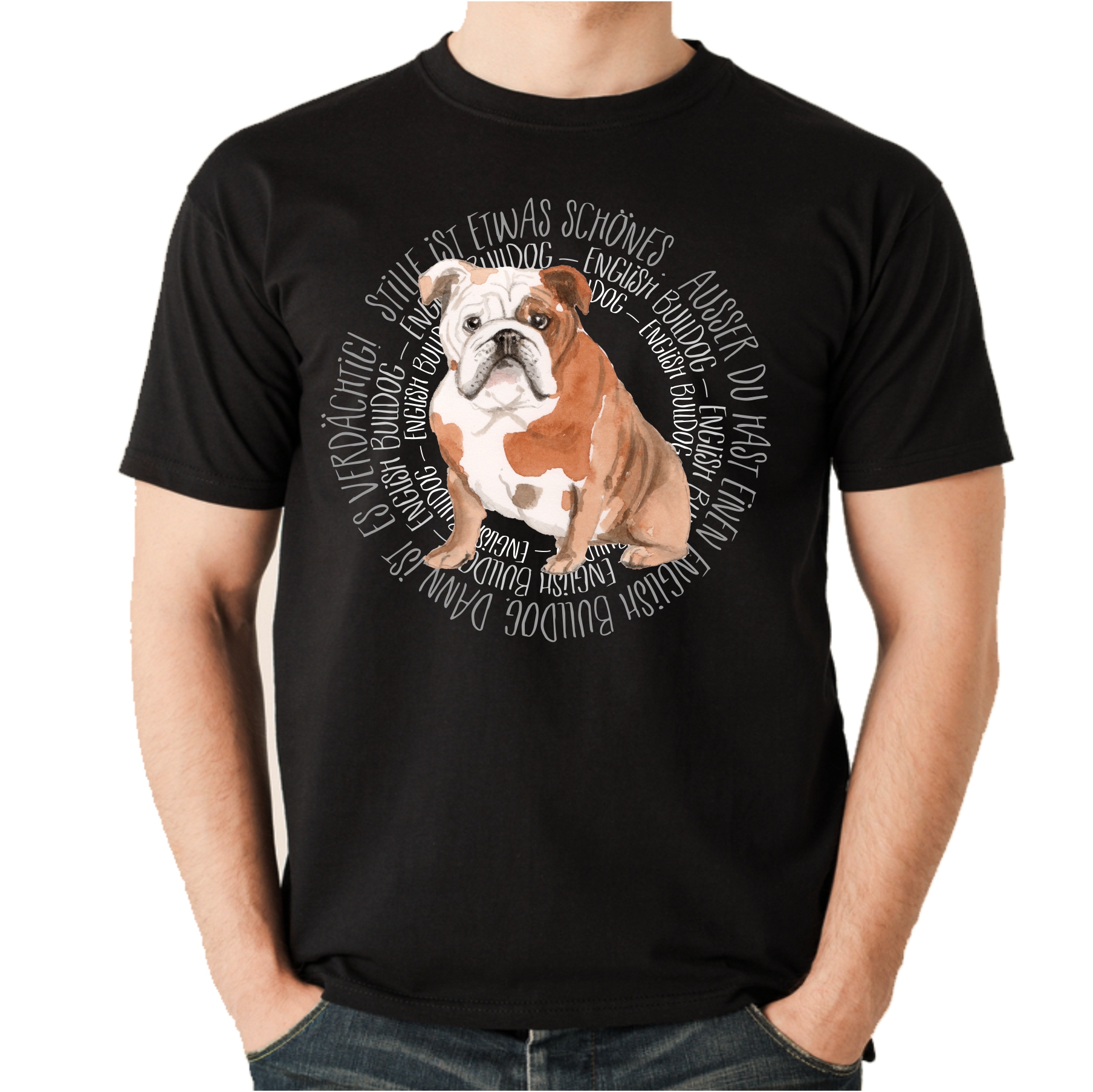 ENGLISCHE BULLDOGGE UNISEX T-SHIRT CIRCLE Watercolor by SIVIWONDER
