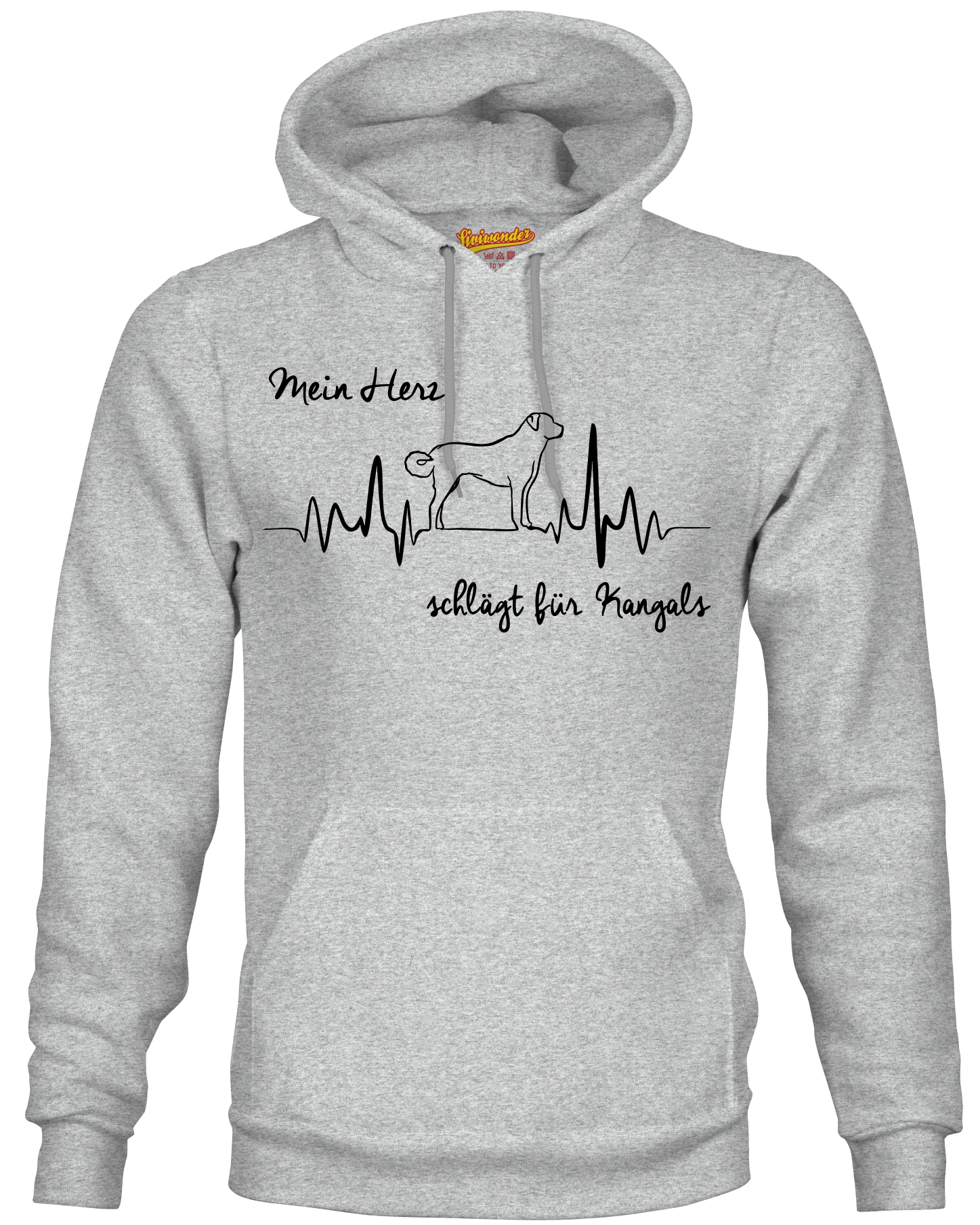 KANGAL SWEATSHIRT HEARTBEAT EKG  Hund Hundemotiv Herz Hoodie