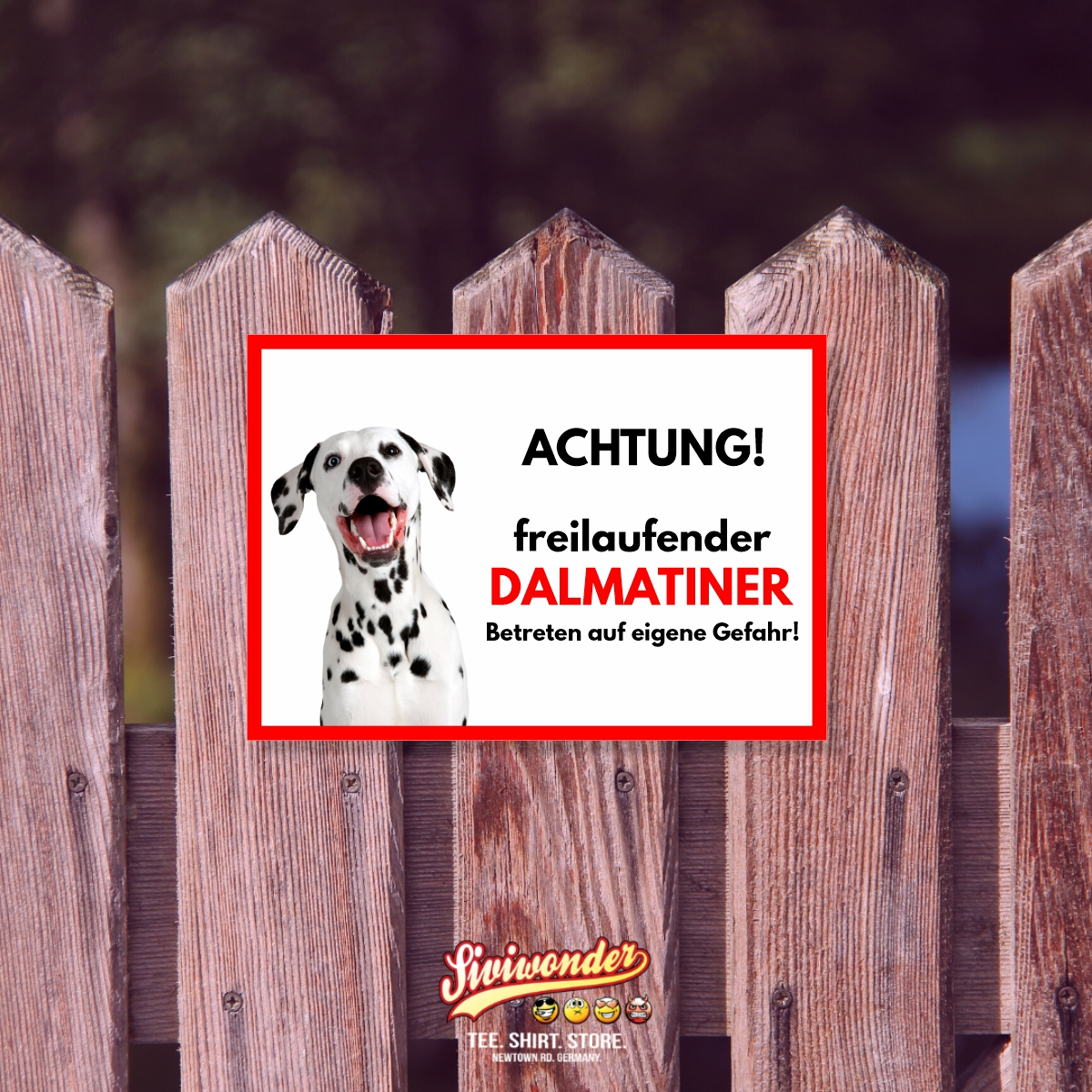 Dalmatiner Freilaufender Hund Dog Schild Spruch Türschild Hundeschild Warnschild