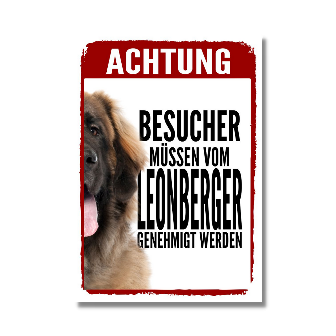 Leonberger Genehmigung Dog Schild Spruch Türschild Hundeschild Warnschild