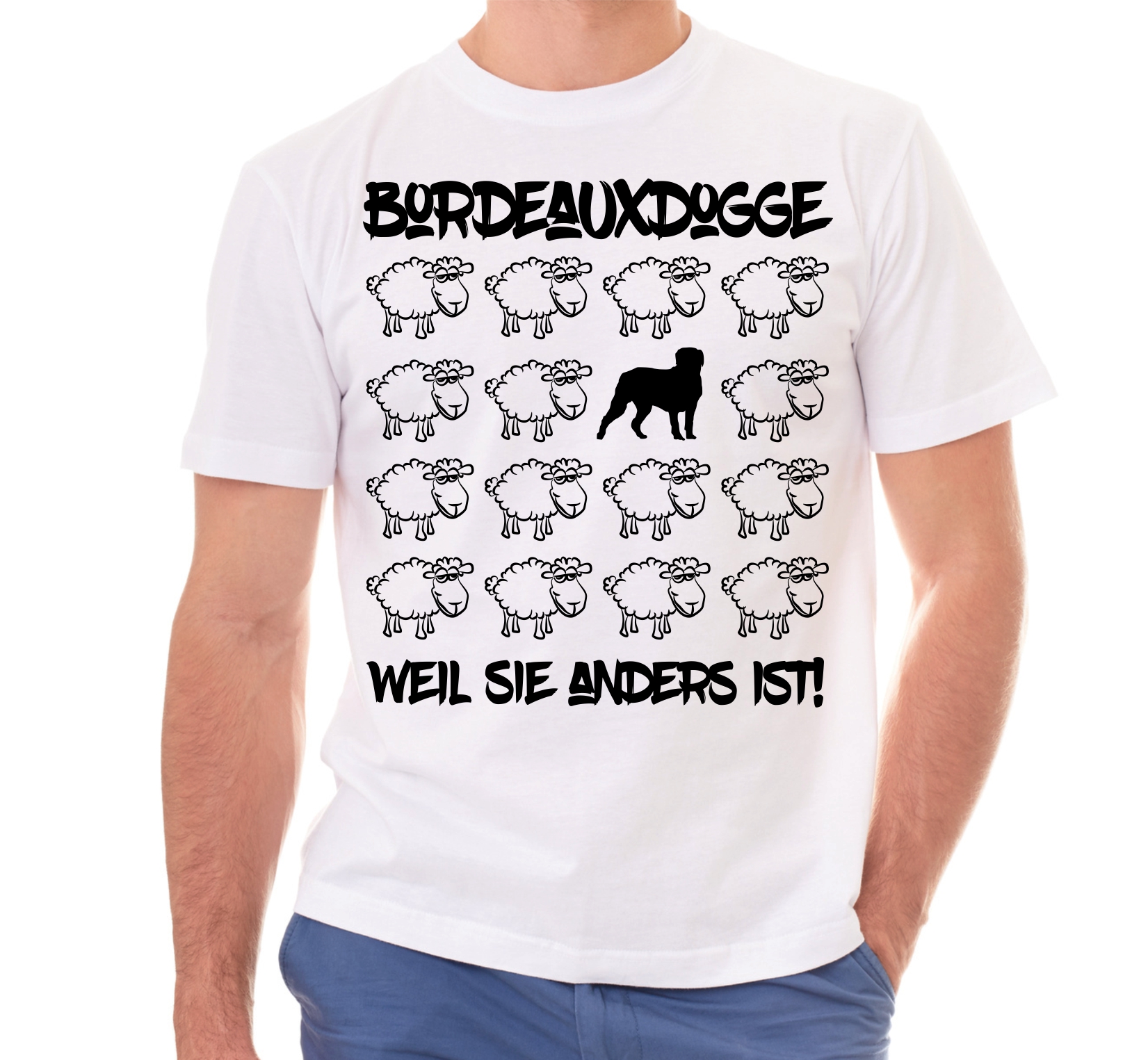 BORDEAUXDOGGE UNISEX T-SHIRT BLACK SHEEP by SIVIWONDER