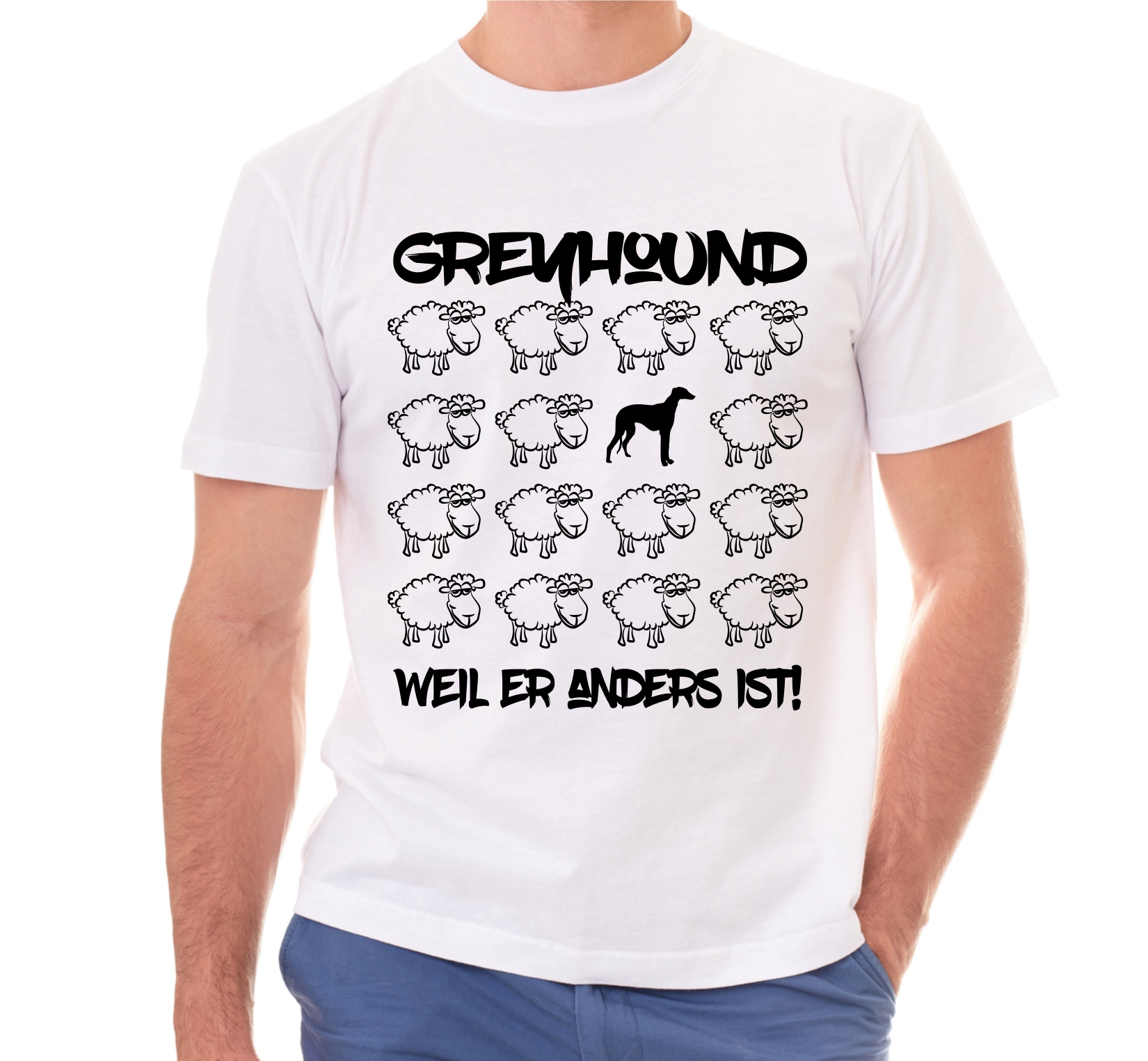 GREYHOUND UNISEX T-SHIRT BLACK SHEEP by SIVIWONDER