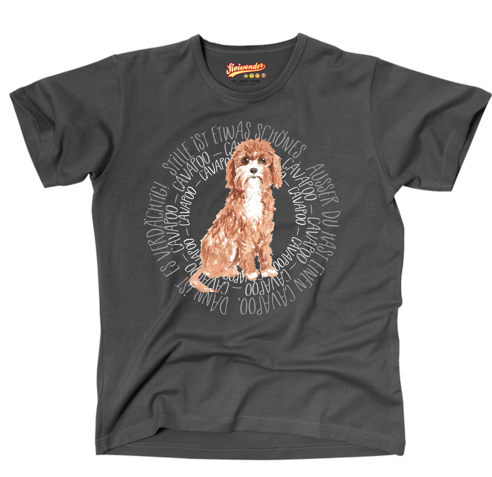 CAVAPOO SPANIEL UNISEX T-SHIRT CIRCLE Watercolor by SIVIWONDER