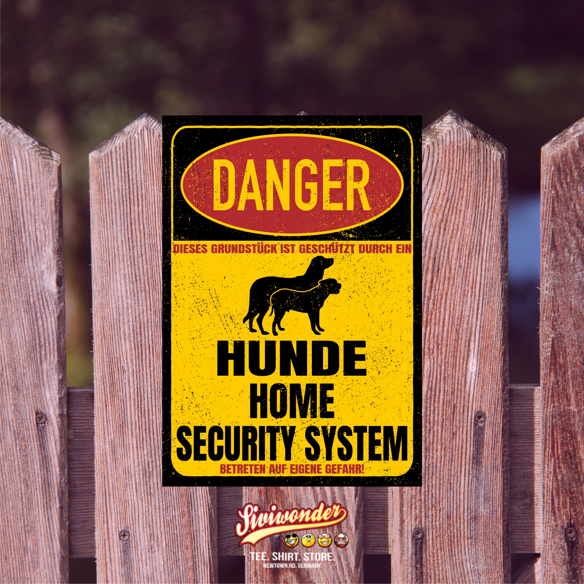 Hunde Mischling Dog Türschild Danger Security System Warnschild Hund Schilder Hundeschild happy Design by Siviwonder