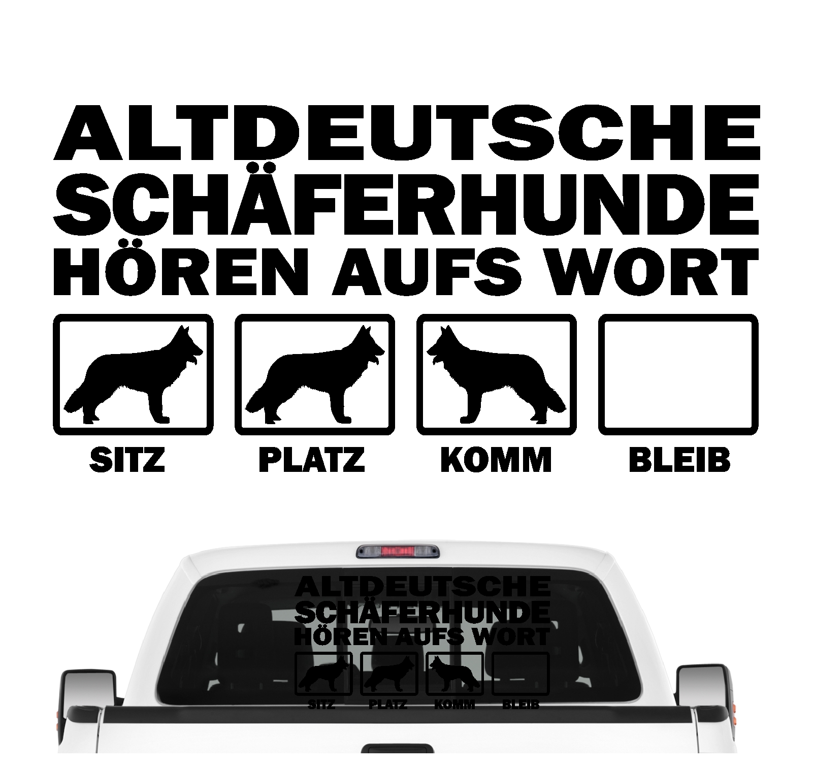 Altdeutscher Schäferhund Schäfer Deutscher  Hört aufs Wort Hunde Aufkleber Sticker Autoaufkleber
