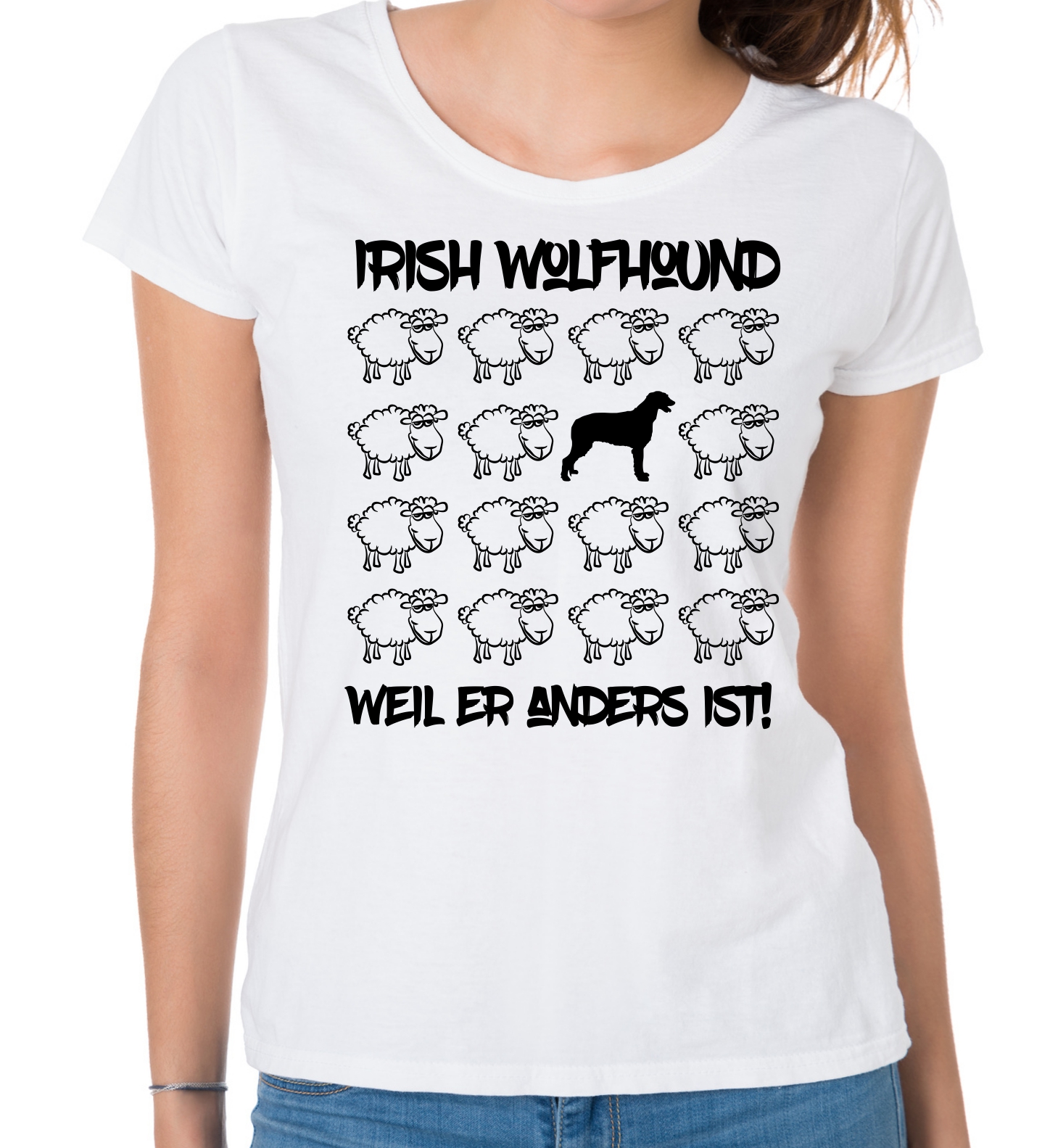 IRISH WOLFHOUND DAMEN T-SHIRT BLACK SHEEP by SIVIWONDER
