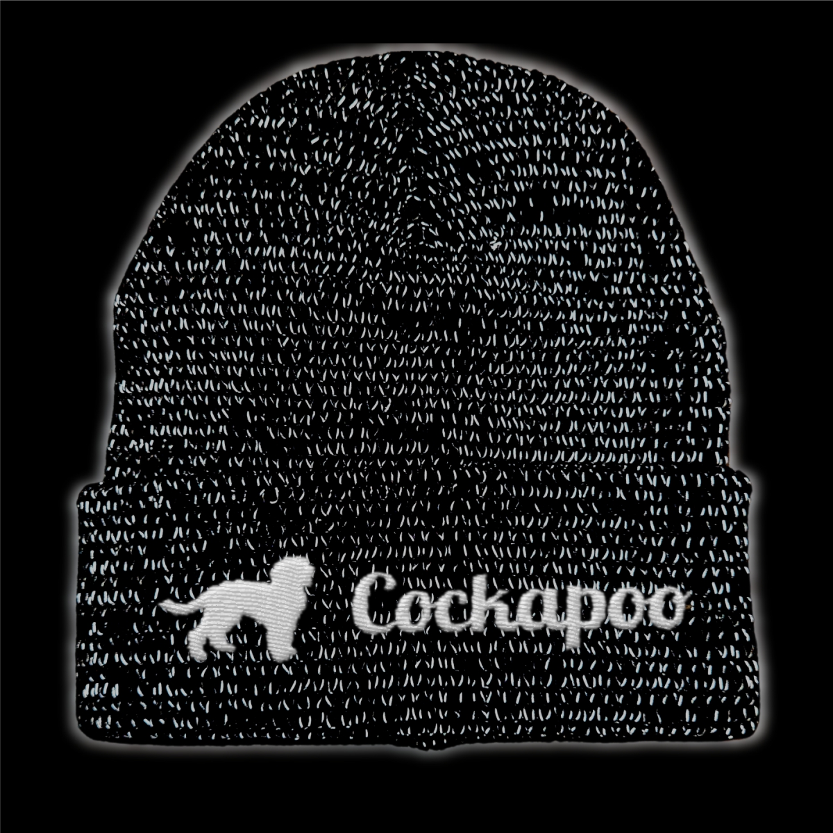 Cockapoo reflektierende Mütze Stickerei Hund Winter Strickmütze reflex Beanie warm