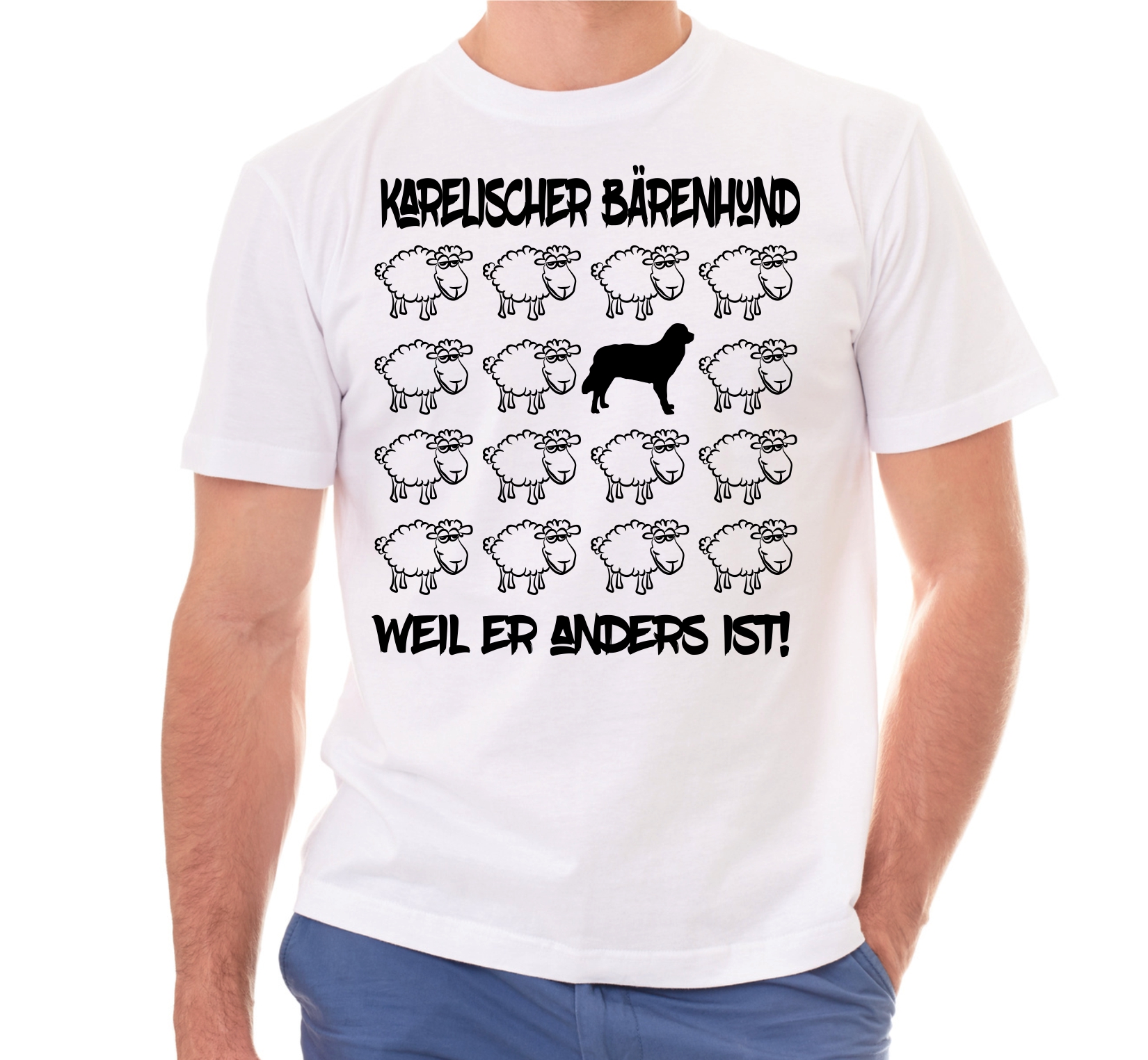 KARELISCHER BÄRENHUND UNISEX T-SHIRT BLACK SHEEP by SIVIWONDER