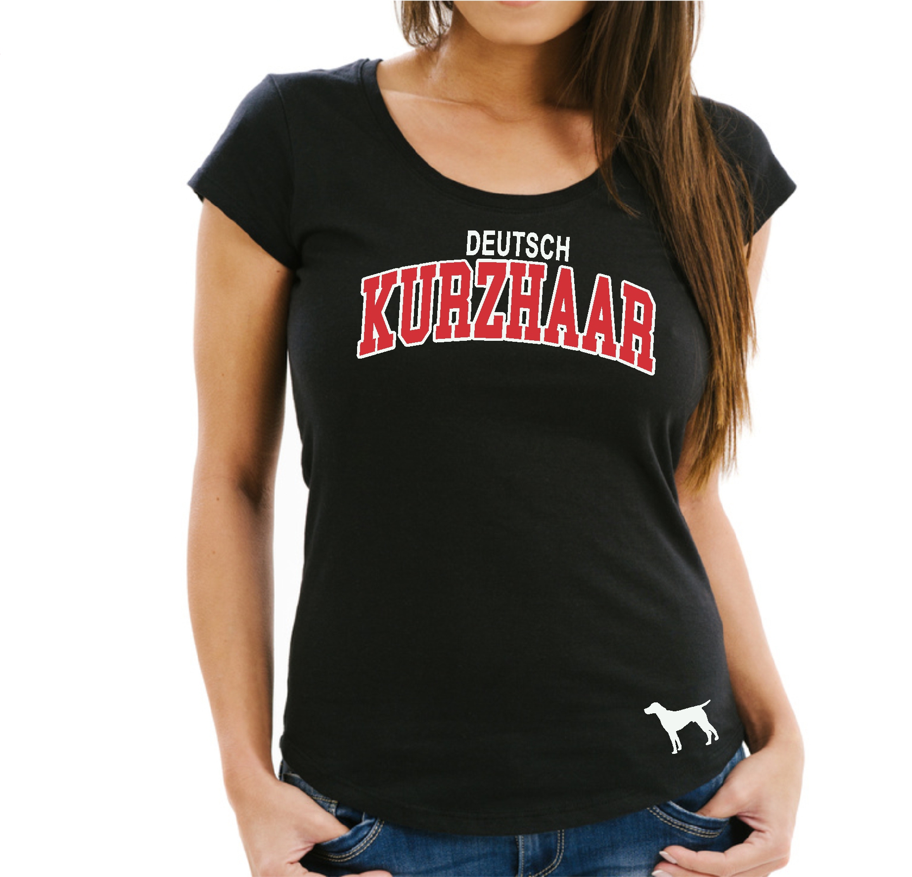 Deutsch Kurzhaar Damen T-Shirt Extreme Hundemotiv DK Vorstehhund German Shorthaired Pointer Jagdhund Jäger