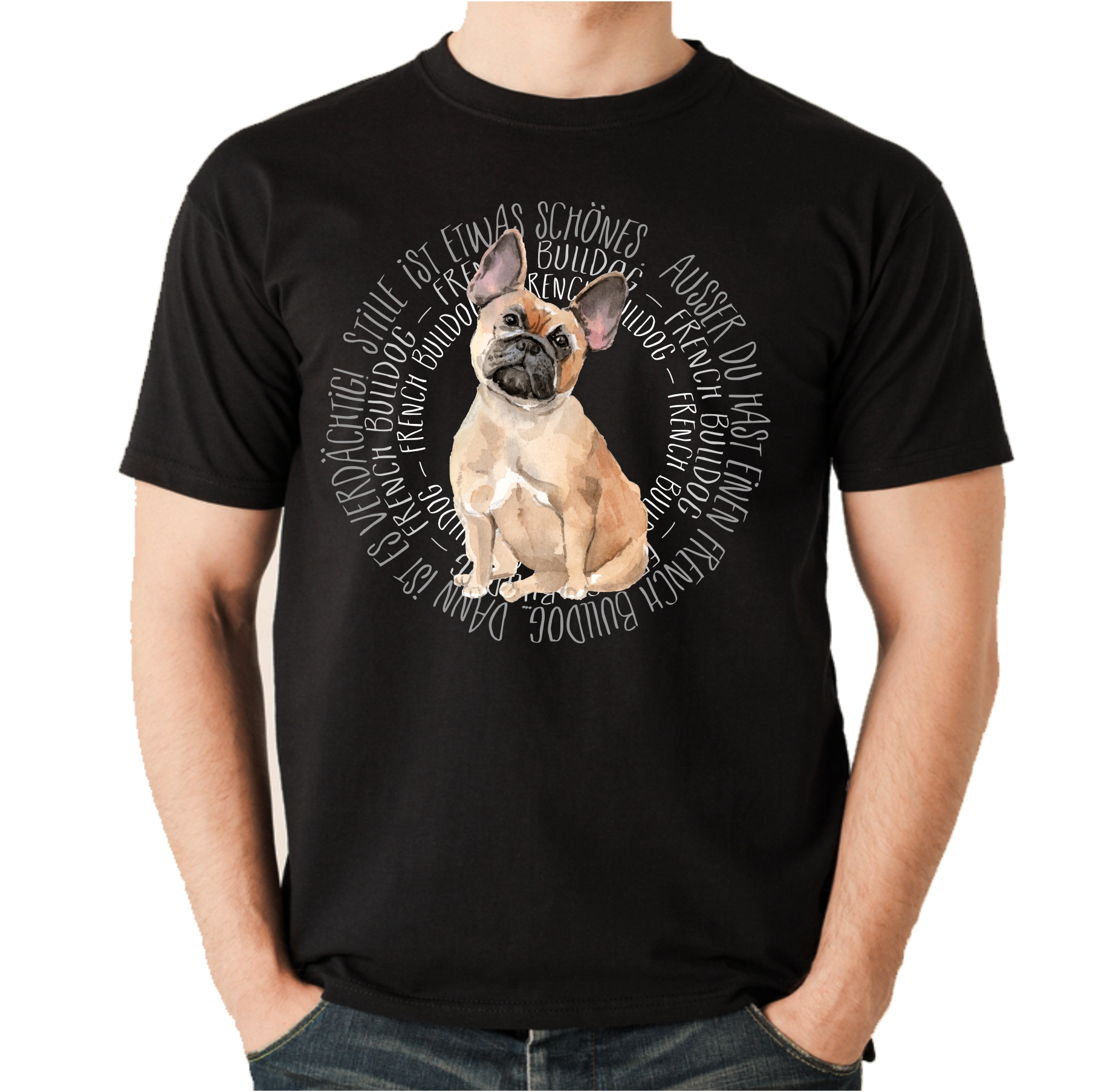 FRANZÖSISCHE BULLDOGGE UNISEX T-SHIRT CIRCLE Watercolor by SIVIWONDER