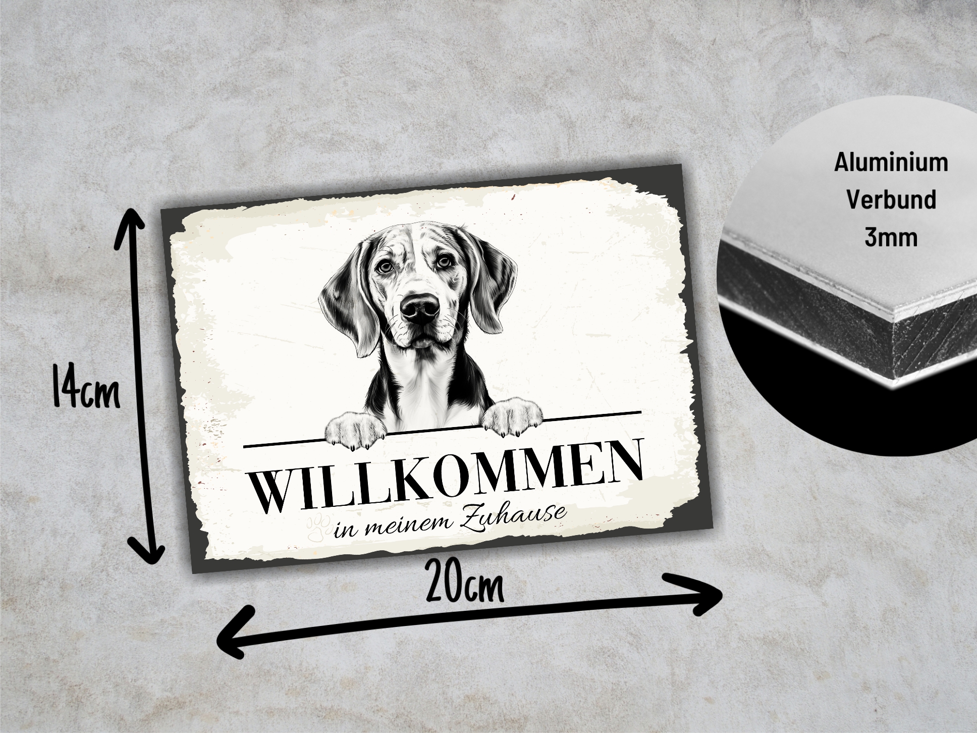 Hundeschild Willkommen Zuhause  English Foxhound Fox Terrier Schild Achtung Spruch