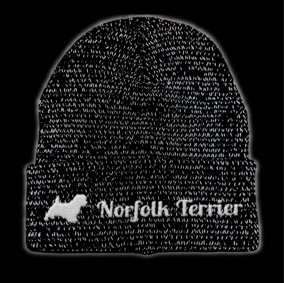 Norfolk Terrier reflektierende Mütze Stickerei Hund Winter Strickmütze reflex Beanie warm