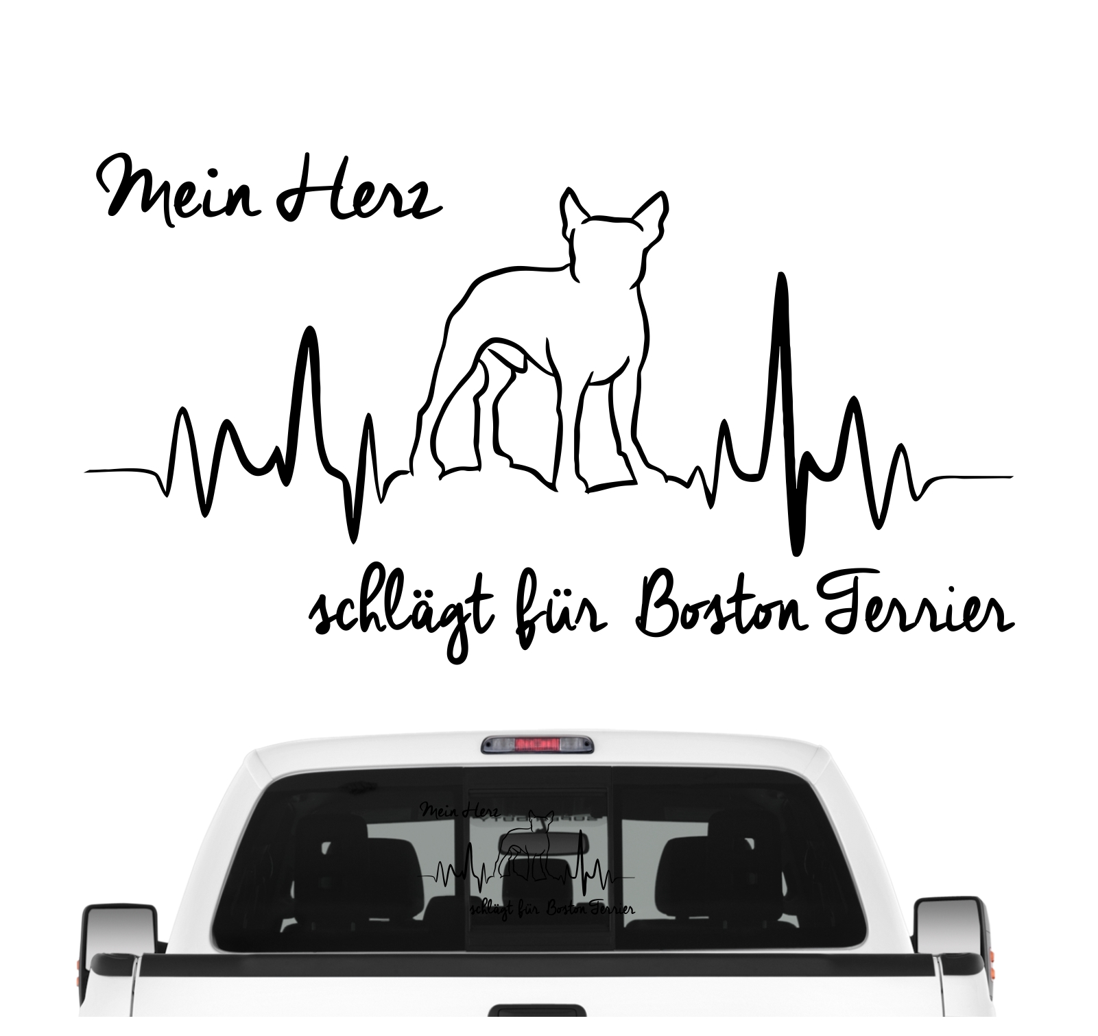 Boston Terrier Bostie USA State Bull Dog Bulldog  Dog Hundeaufkleber Herz AUTOAUFKLEBER Hunde HEARTBEAT EKG by SIVIWONDER