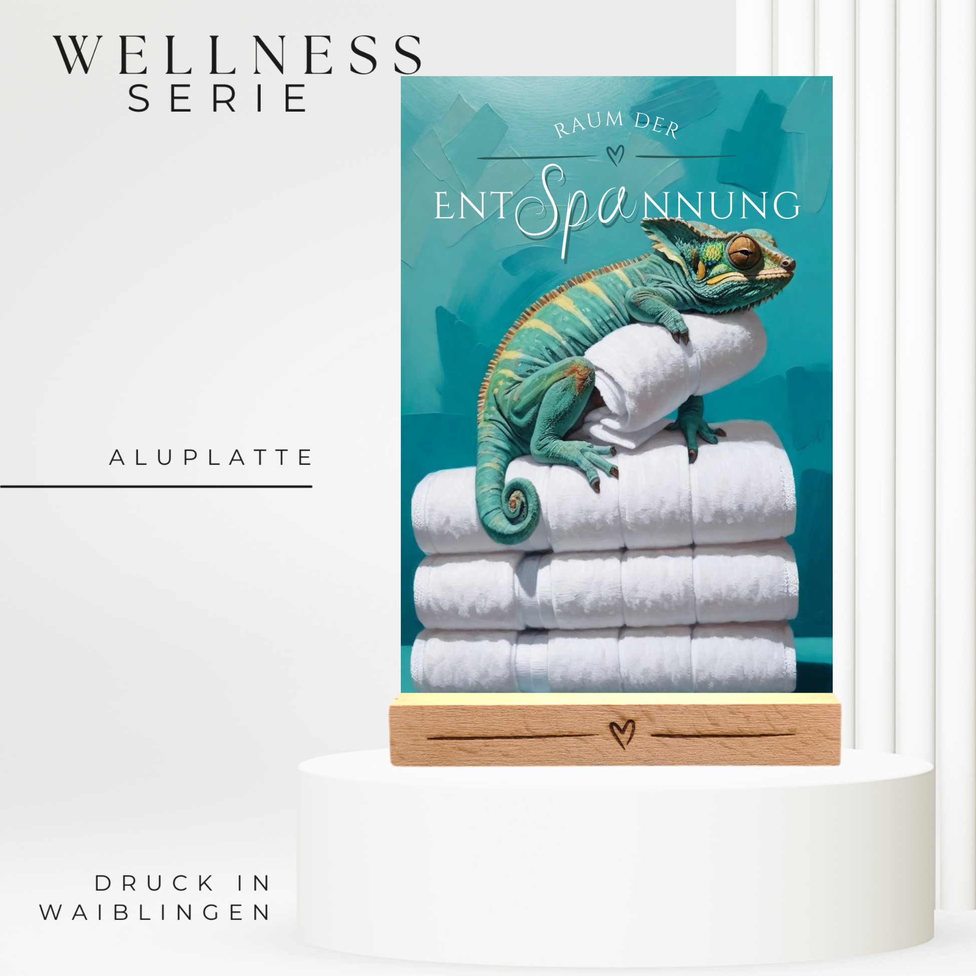 Chamäleon Schild Wellness Handtuch Entspannung  Schild Spruch
