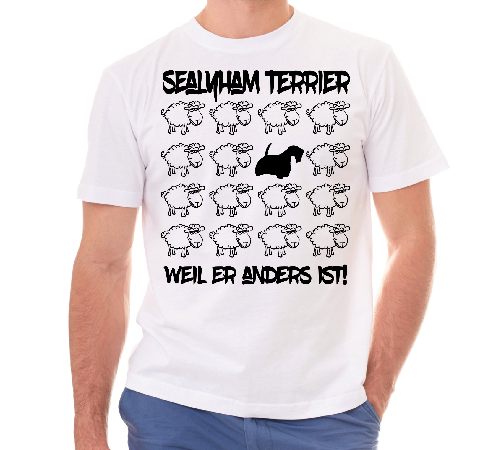 SEALYHAM TERRIER UNISEX T-SHIRT BLACK SHEEP by SIVIWONDER