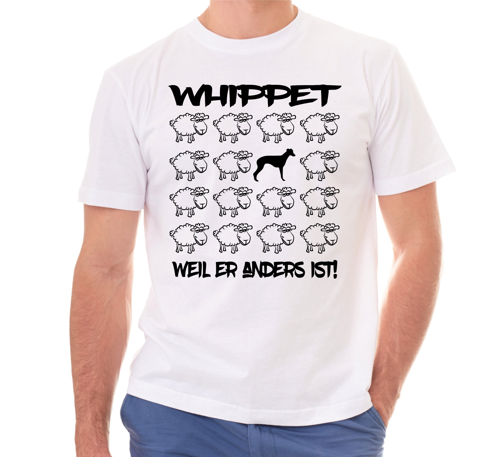 WHIPPET UNISEX T-SHIRT BLACK SHEEP by SIVIWONDER