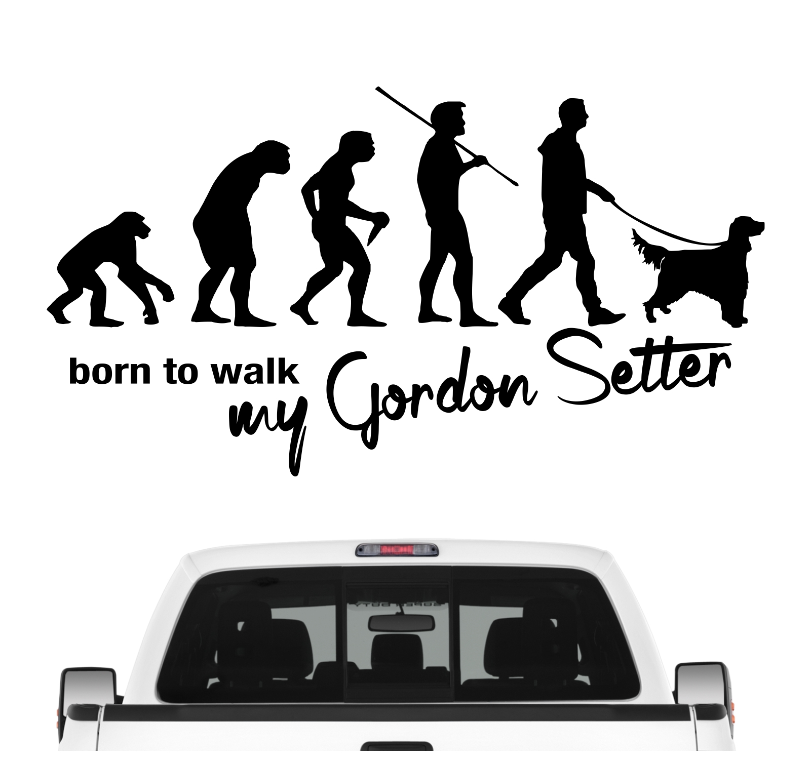 Gordon Setter Black Setter Schottischer Setter Jagd Evolution Born to Walk Hunde Aufkleber Sticker Autoaufkleber Wandtattoo Tattoo