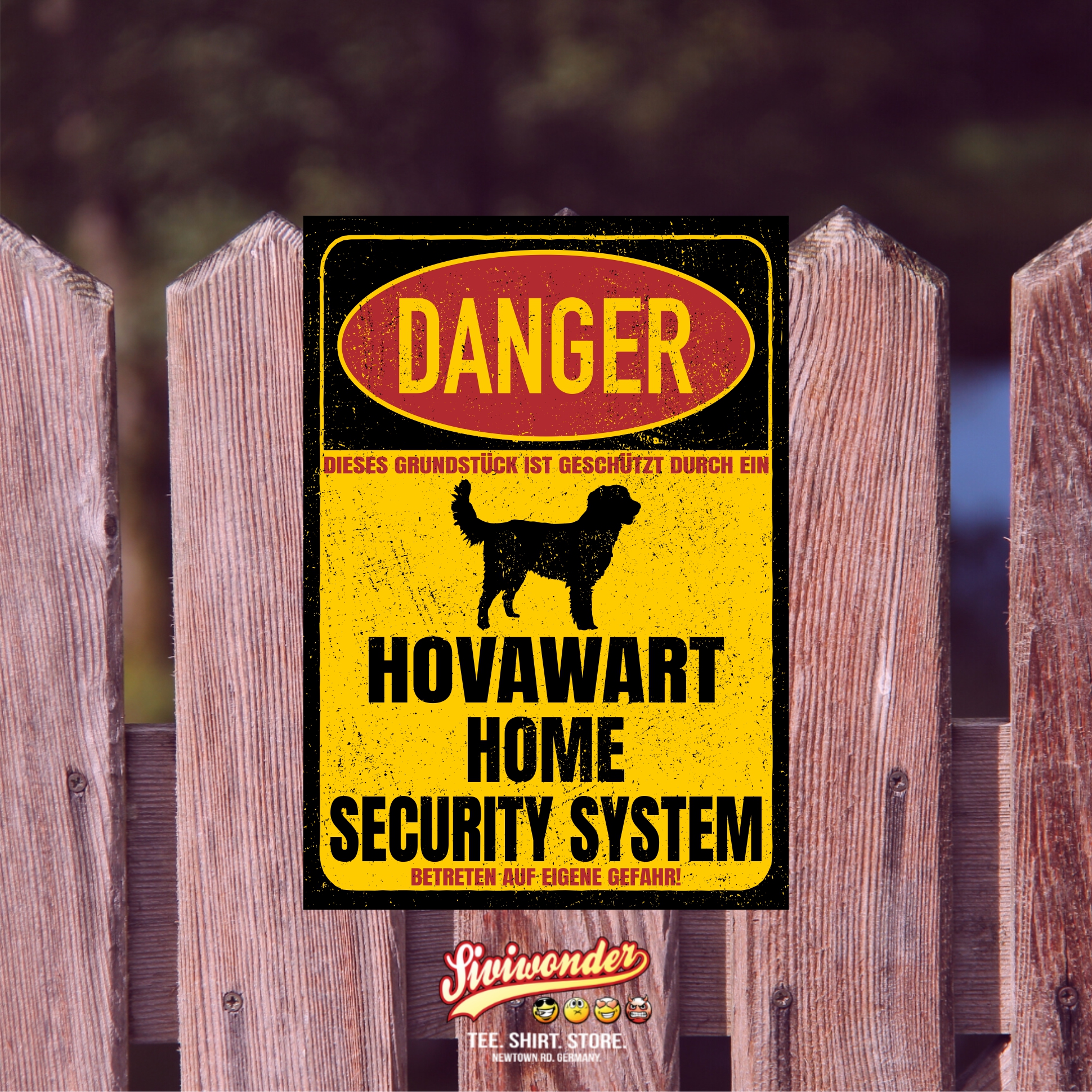 Hovawart Hovi Working hovewart Dog Türschild Danger Security System Warnschild Hund Schilder Hundeschild happy Design by Siviwonder
