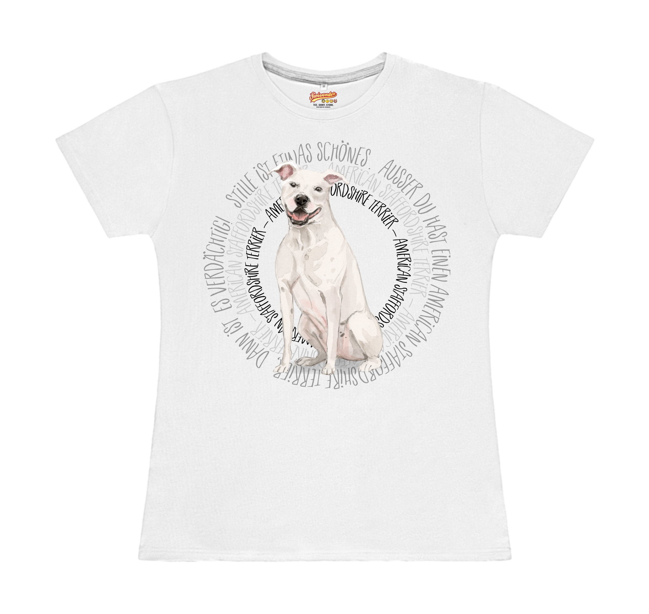 AMERICAN STAFFORDSHIRE TERRIER DAMEN T-SHIRT CIRCLE Watercolor by SIVIWONDER