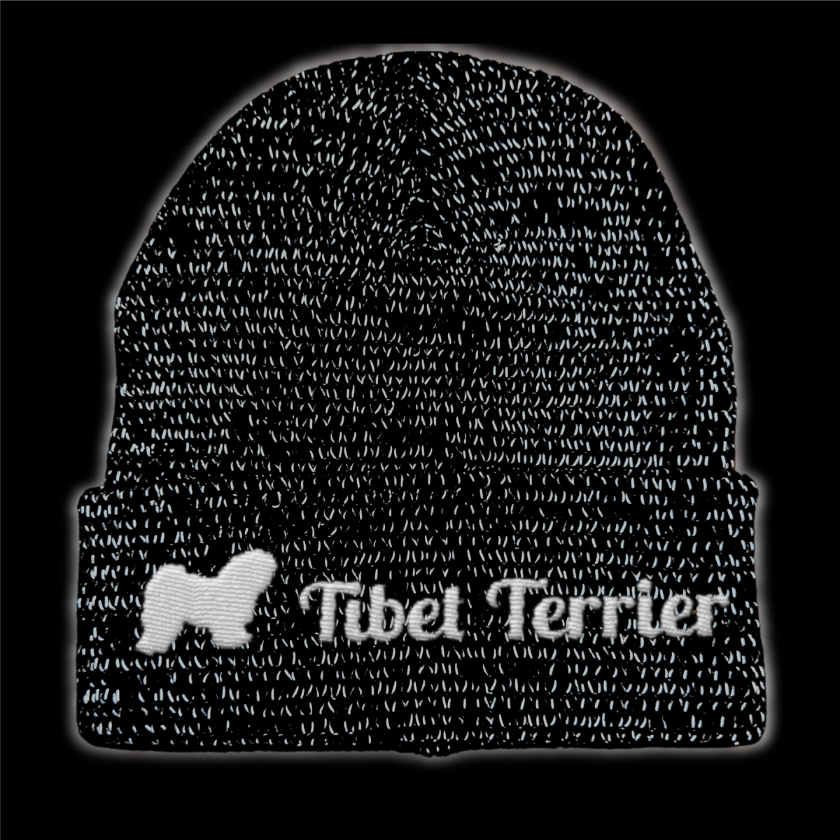 Tibet Terrier reflektierende Mütze Stickerei Hund Winter Strickmütze reflex Beanie warm kalt