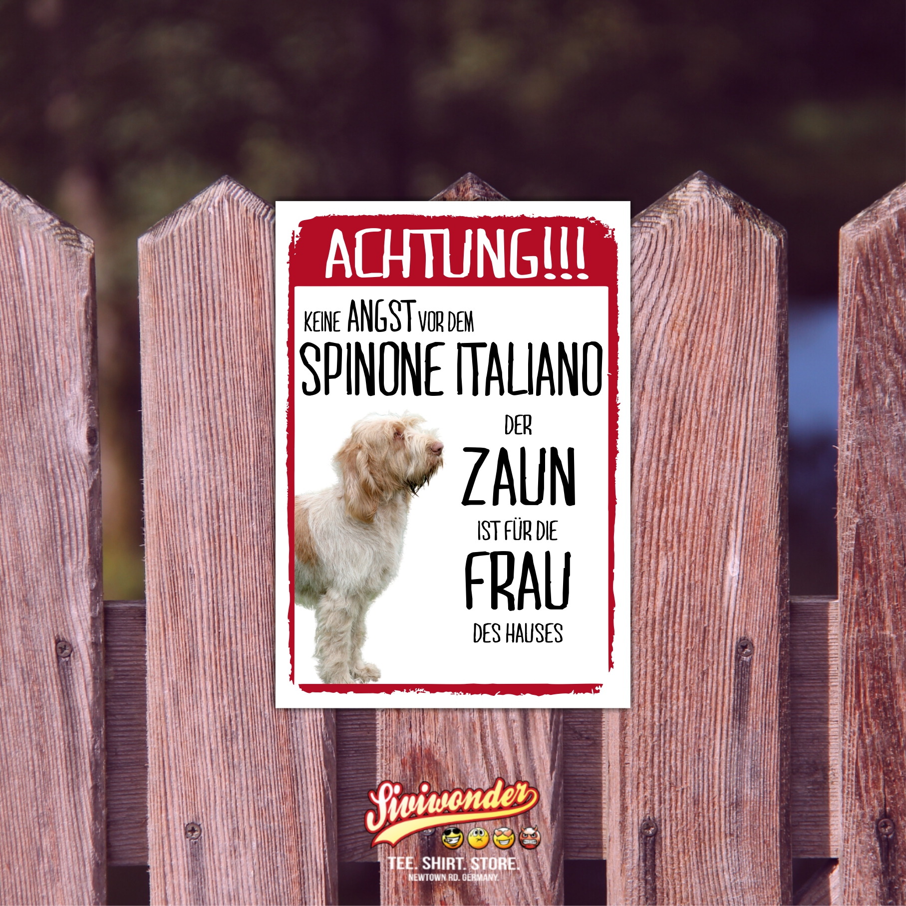 Spinone Italiano Dog Schild Achtung Zaun Frau Spruch Türschild Hundeschild Warnschild Fun
