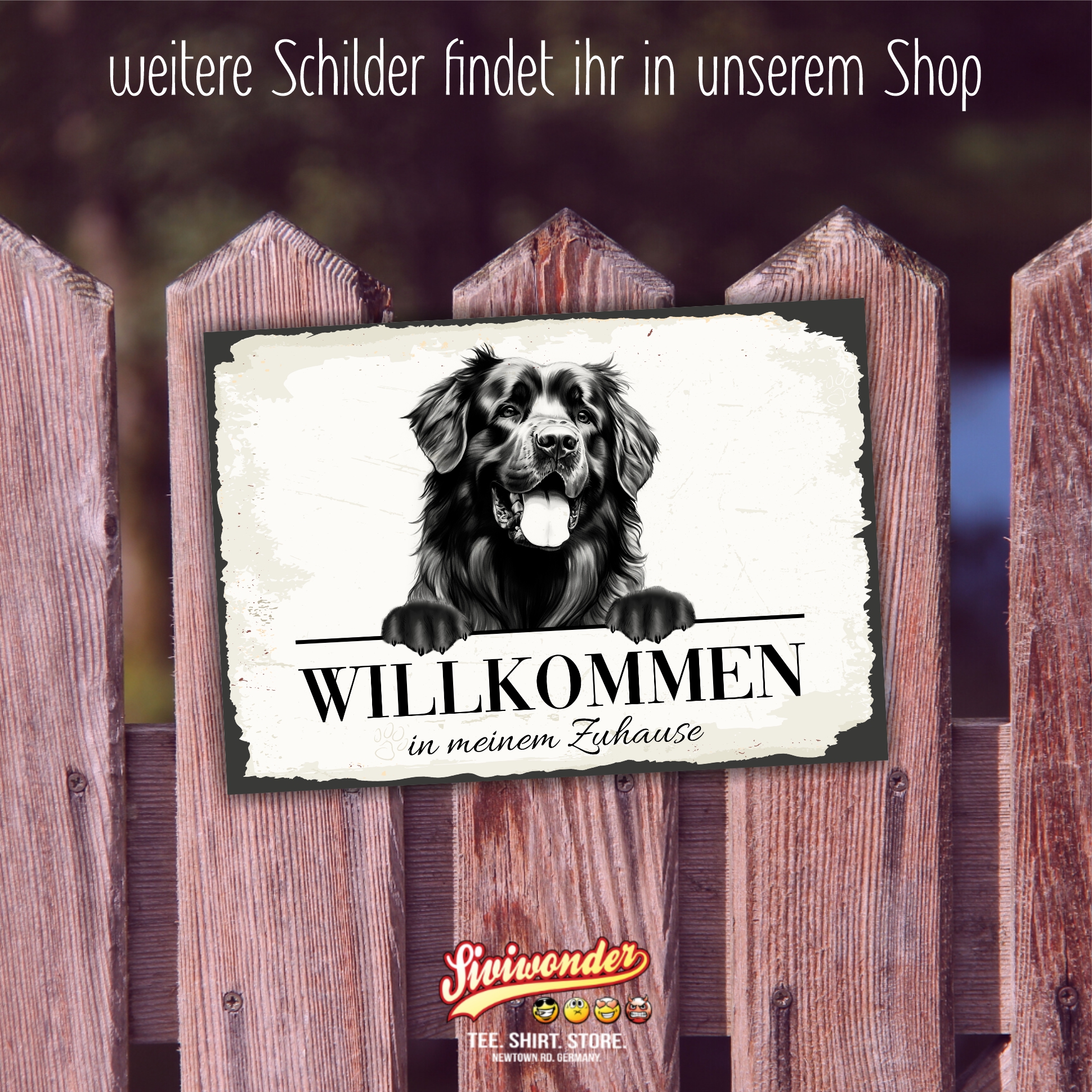 Hundeschild Willkommen Zuhause Neufundländer NeufiSchild Achtung Spruch