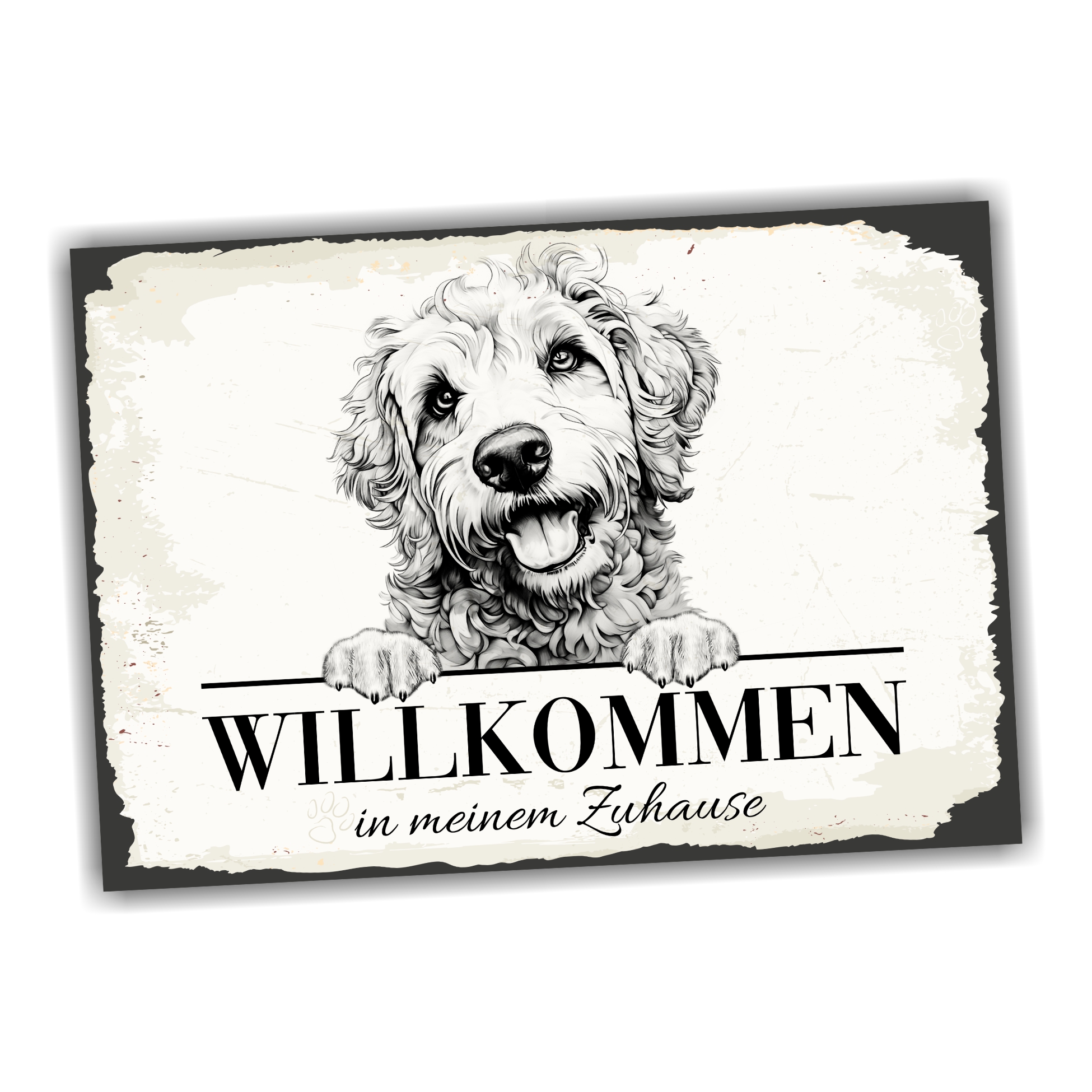 Hundeschild Willkommen Zuhause Labradoodle  Doodle Schild