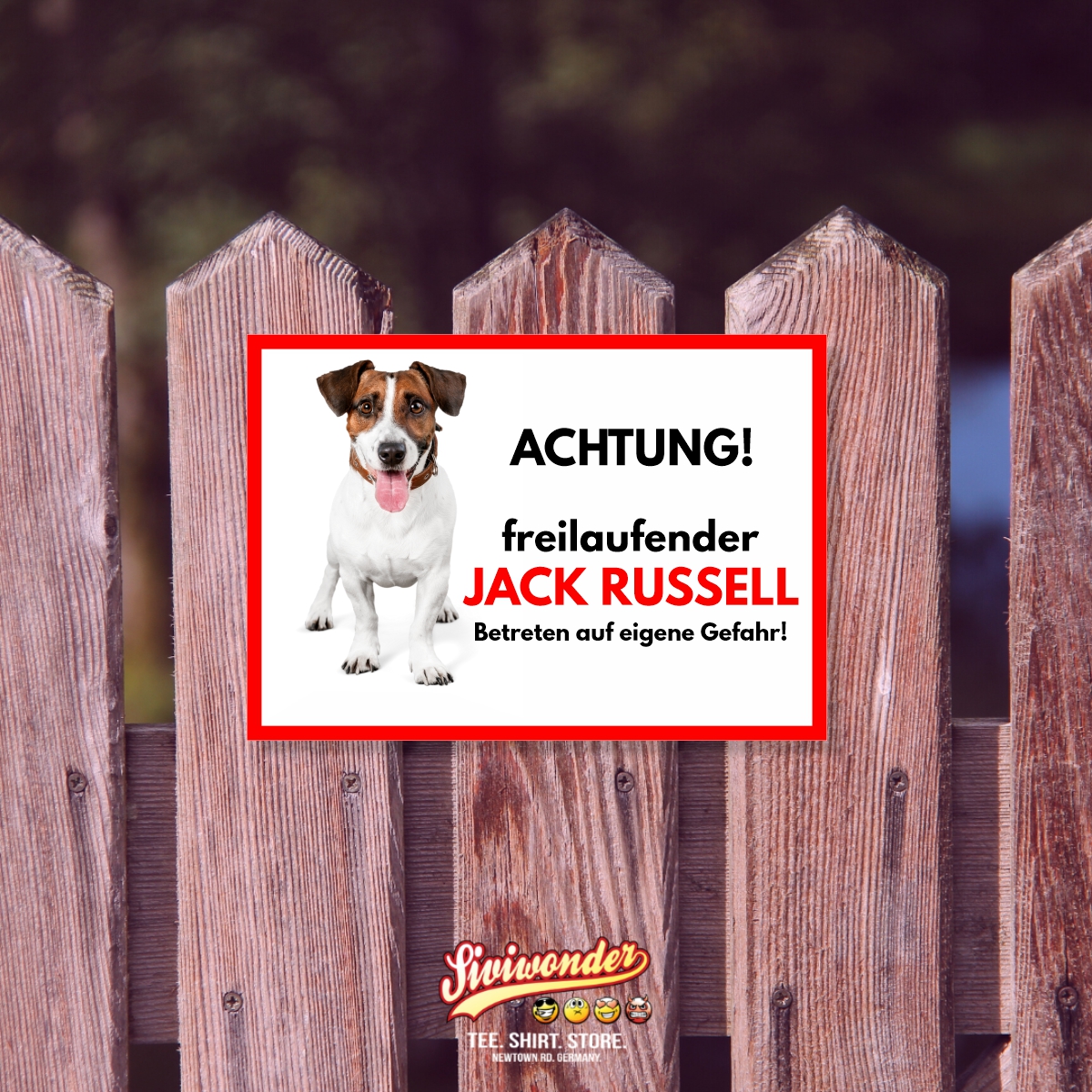 Jack Russell Freilaufender Hund Dog Schild Spruch Türschild Hundeschild Warnschild