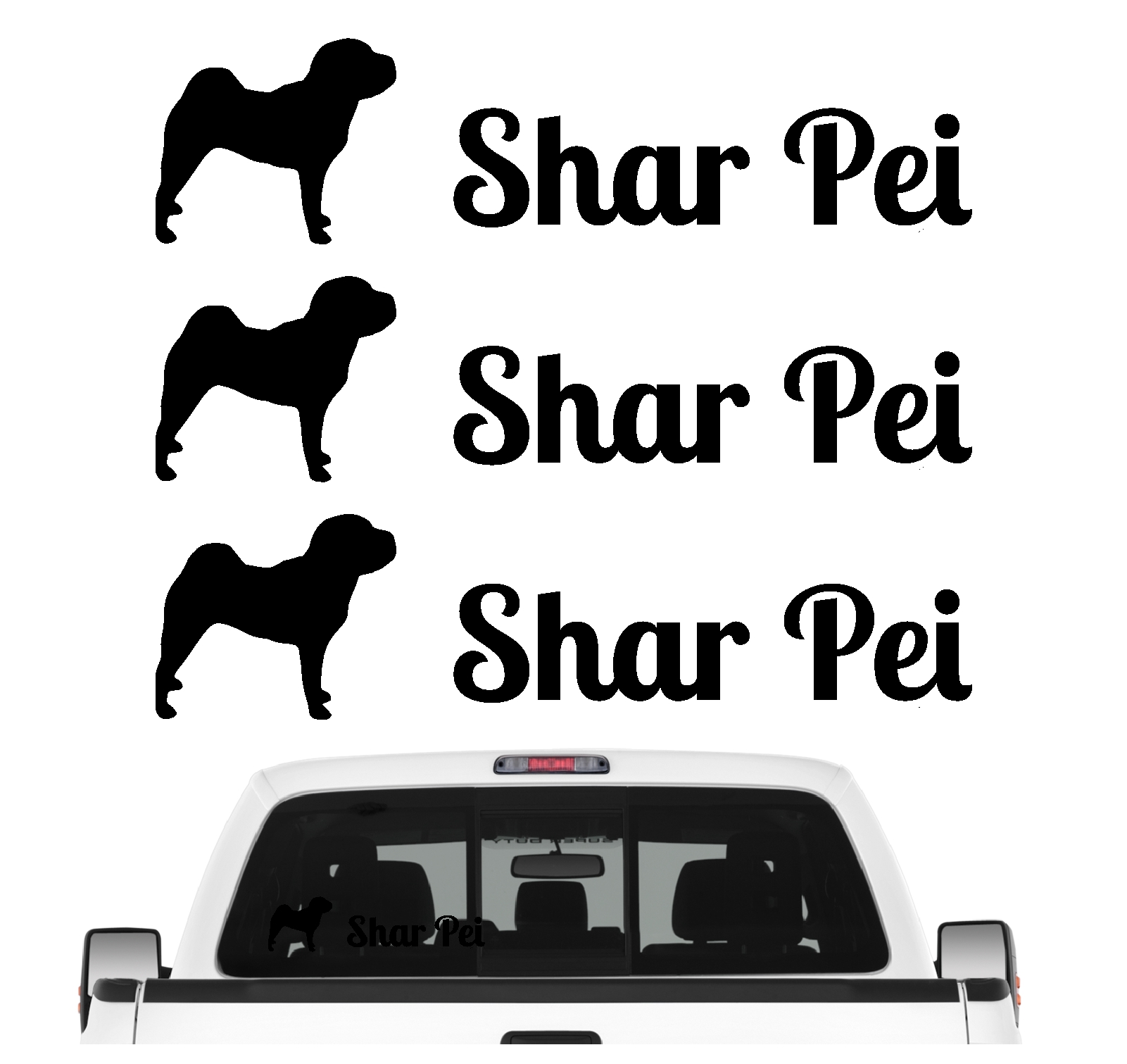 Shar Pei Faltenhund Chinese  3er Set  AUTOAUFKLEBER Aufkleber Hunde Hundemotiv by SIVIWONDER