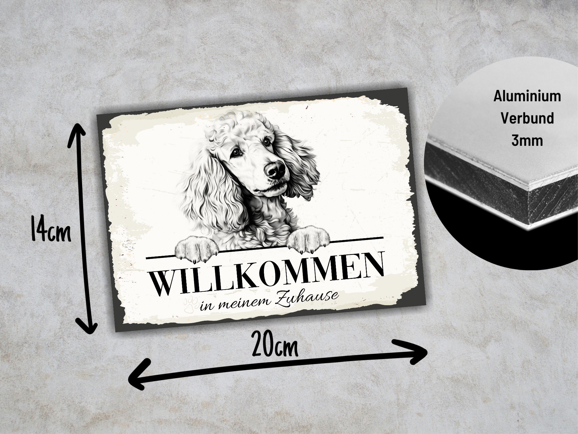 Hundeschild Willkommen Zuhause Pudel Schild Achtung Spruch